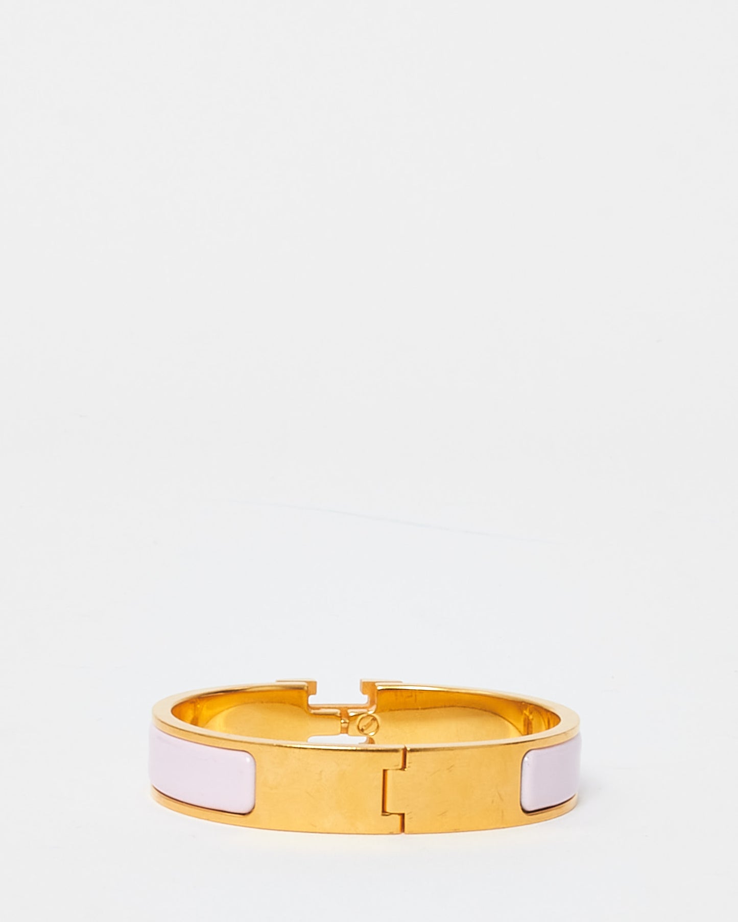 Hermès Gold and Pink Enamel H Clic Clac Bracelet - PM