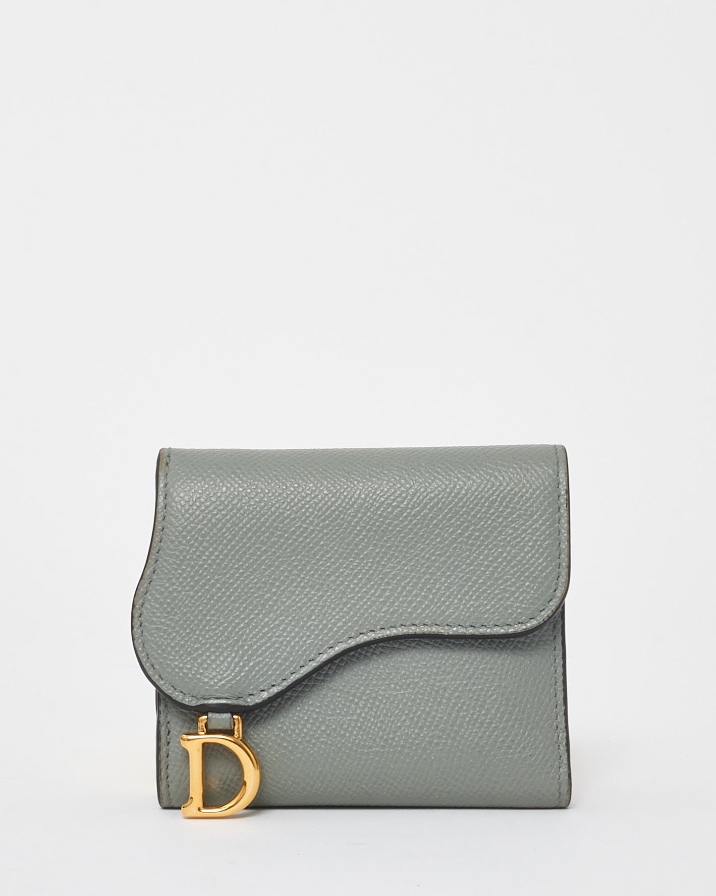 Dior Grey Leather Saddle Lotus Wallet GHW