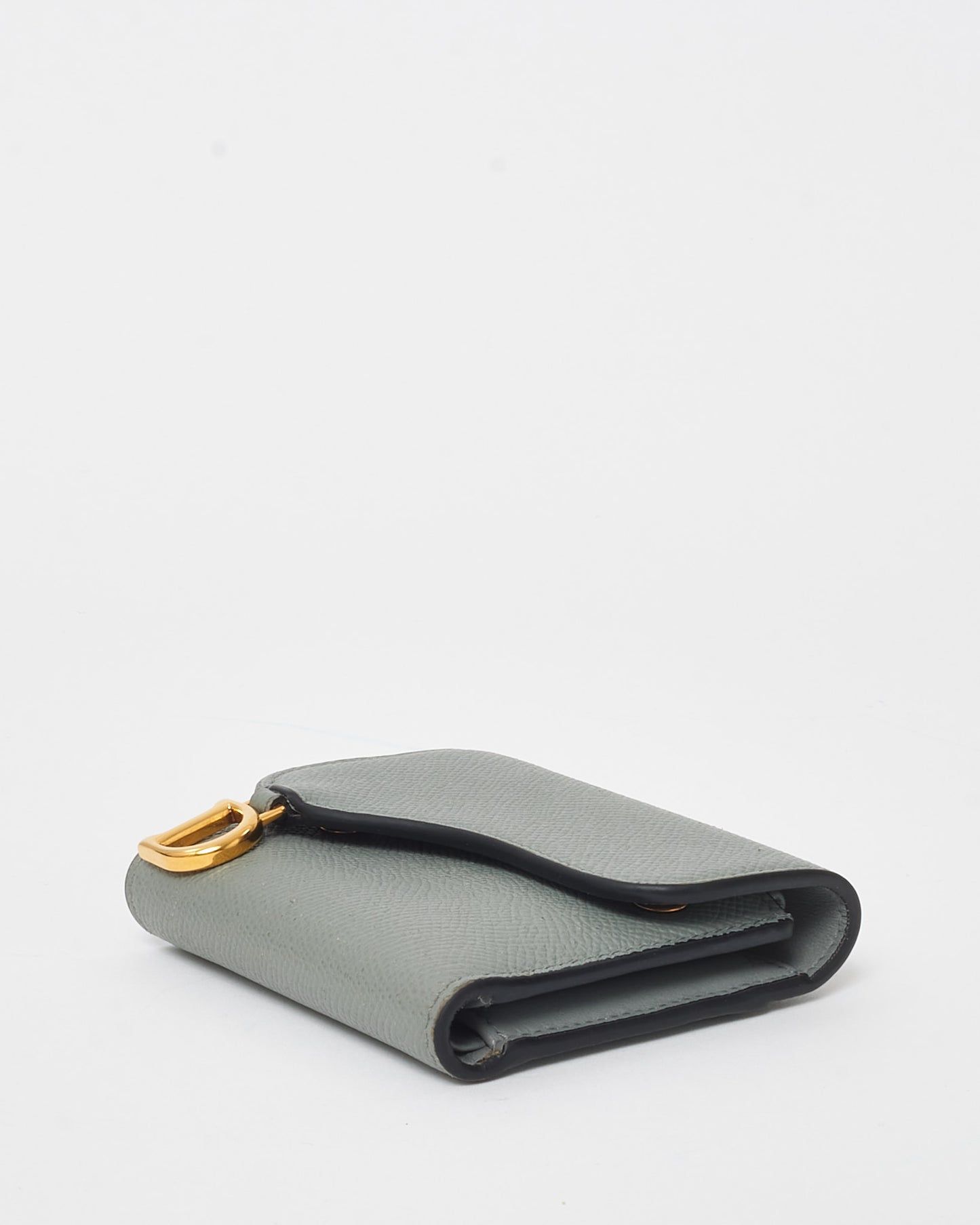 Dior Grey Leather Saddle Lotus Wallet GHW