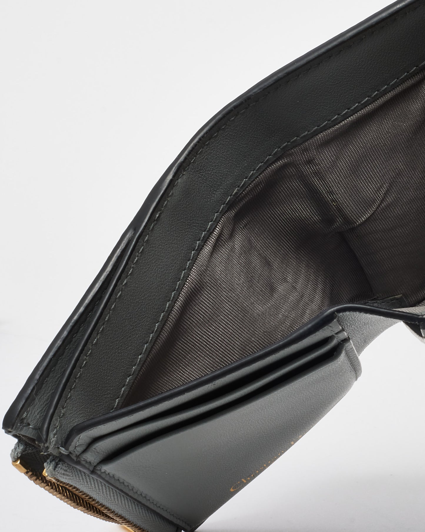 Dior Grey Leather Saddle Lotus Wallet GHW