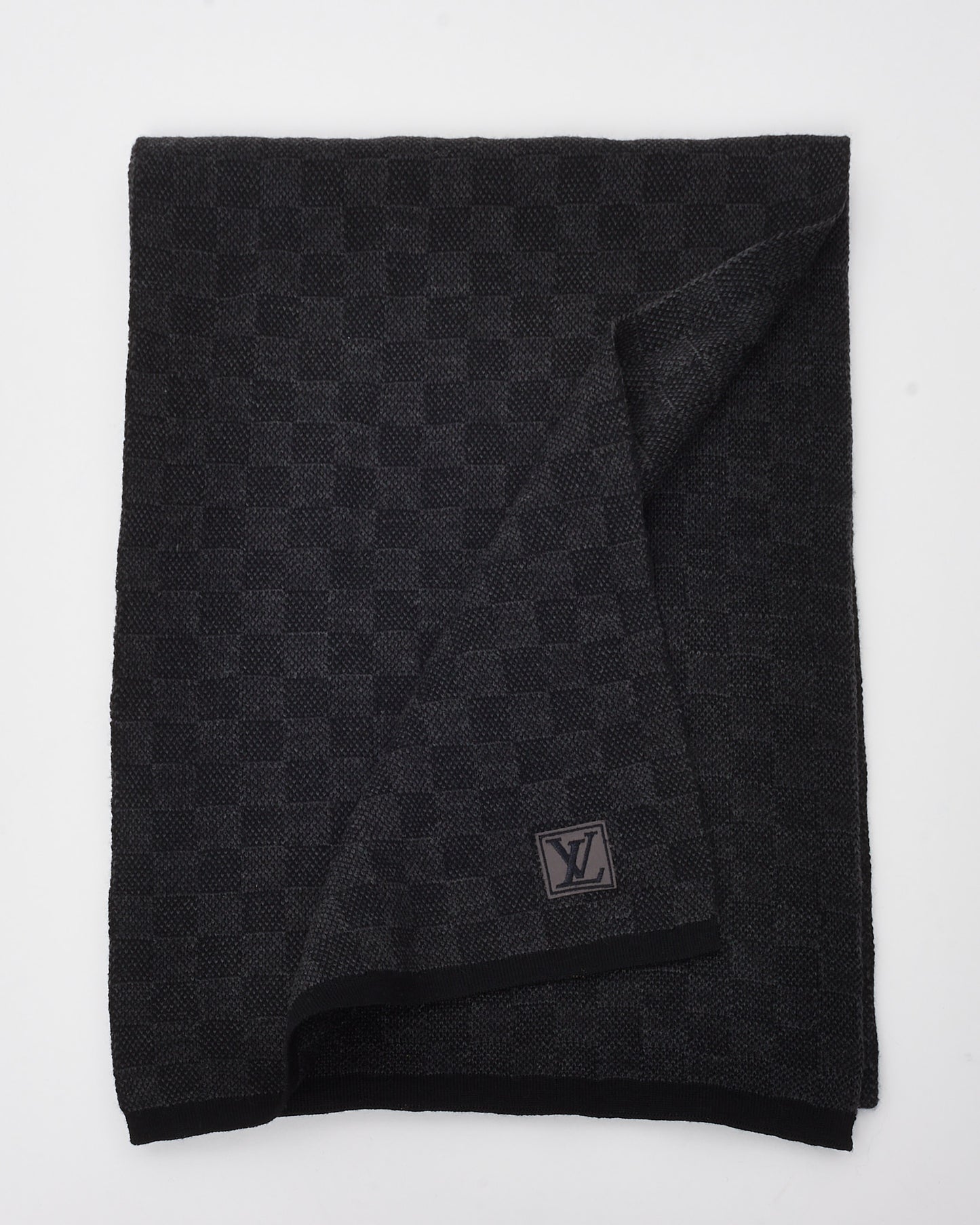 Louis Vuitton Black and Grey Damier Wool Scarf and Gloves Set