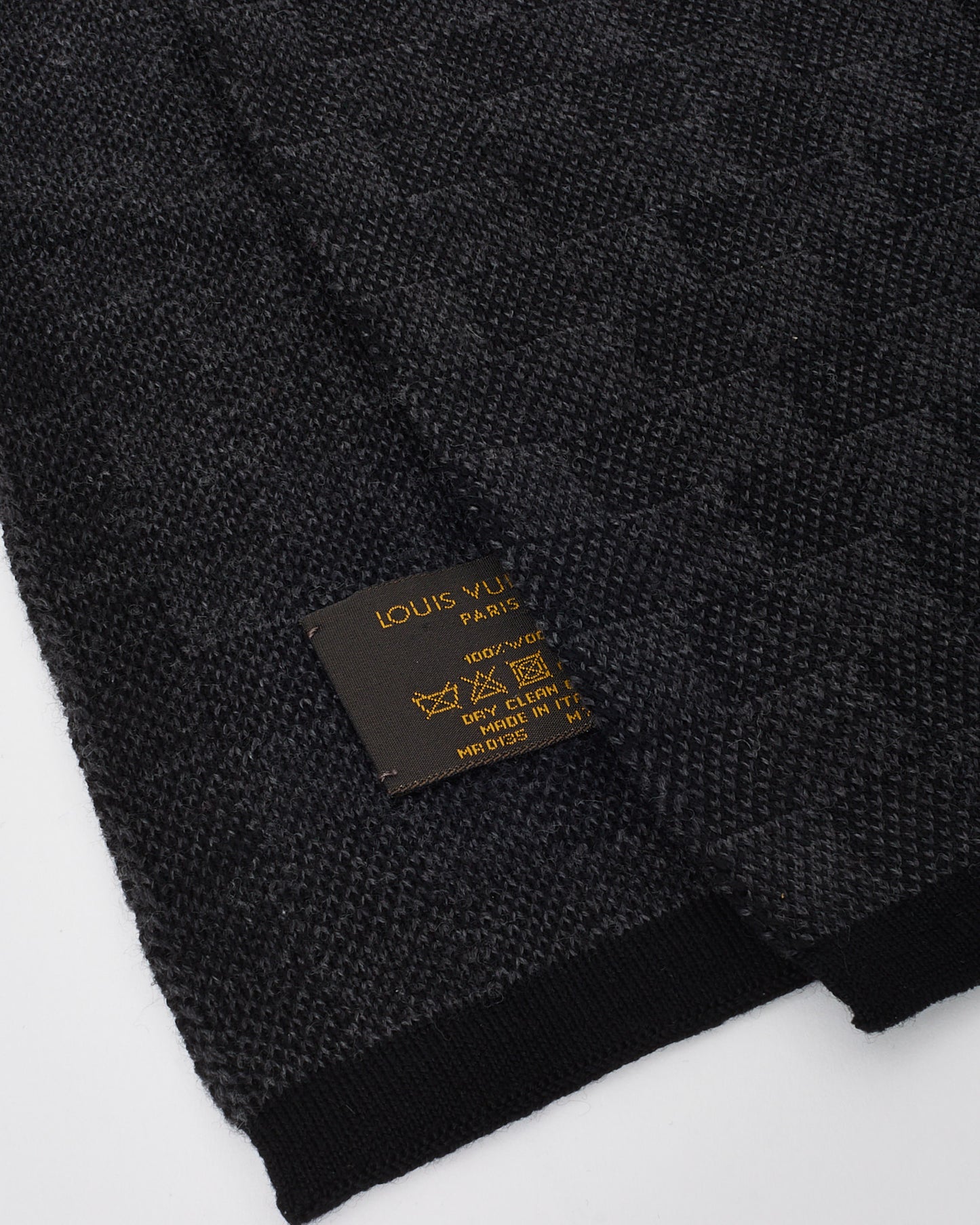 Louis Vuitton Black and Grey Damier Wool Scarf and Gloves Set