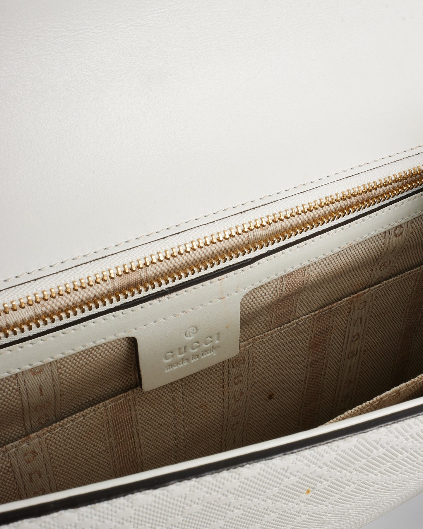 Gucci White Hilary Lux Bright Diamante Coated Canvas Clutch