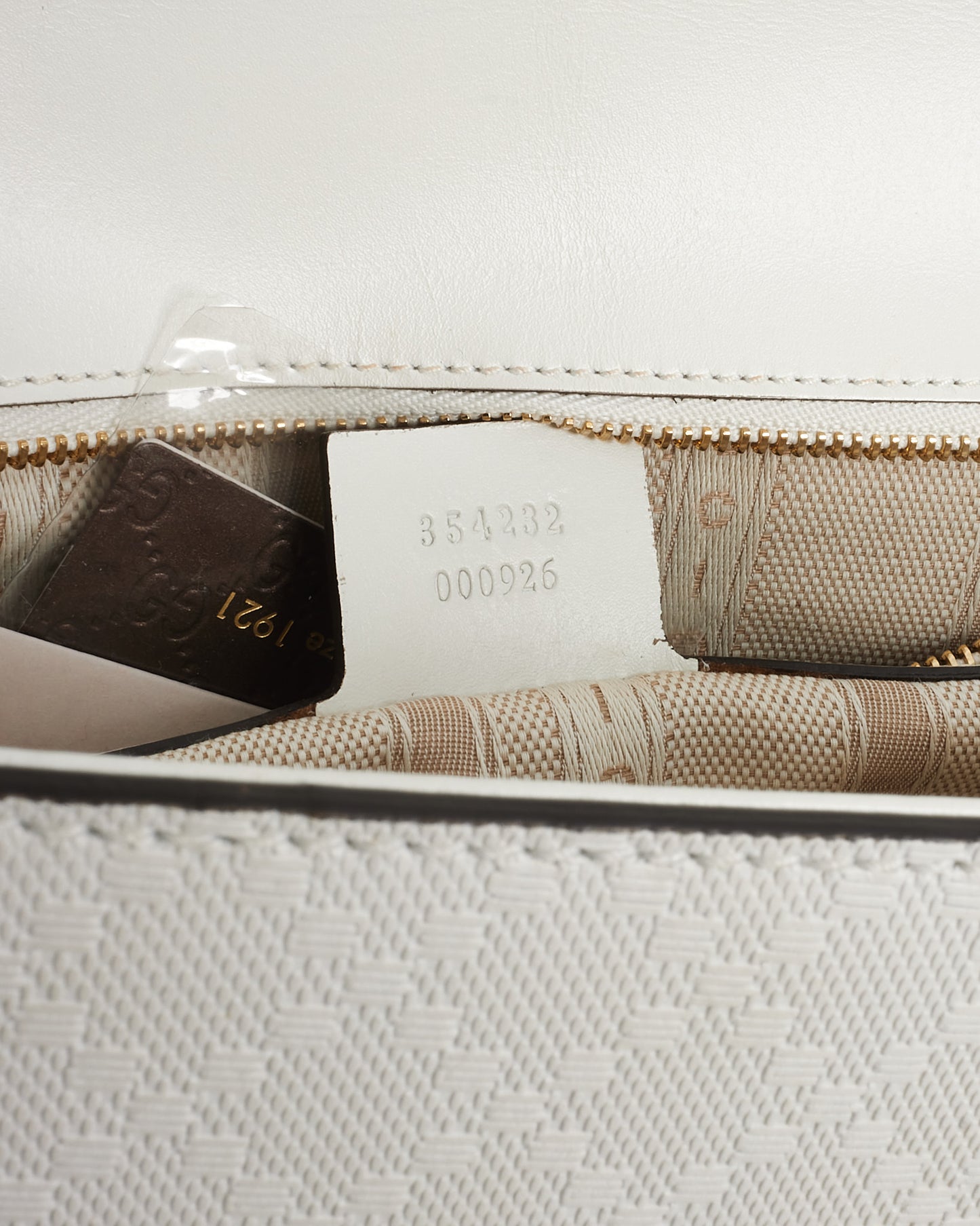 Gucci White Hilary Lux Bright Diamante Coated Canvas Clutch