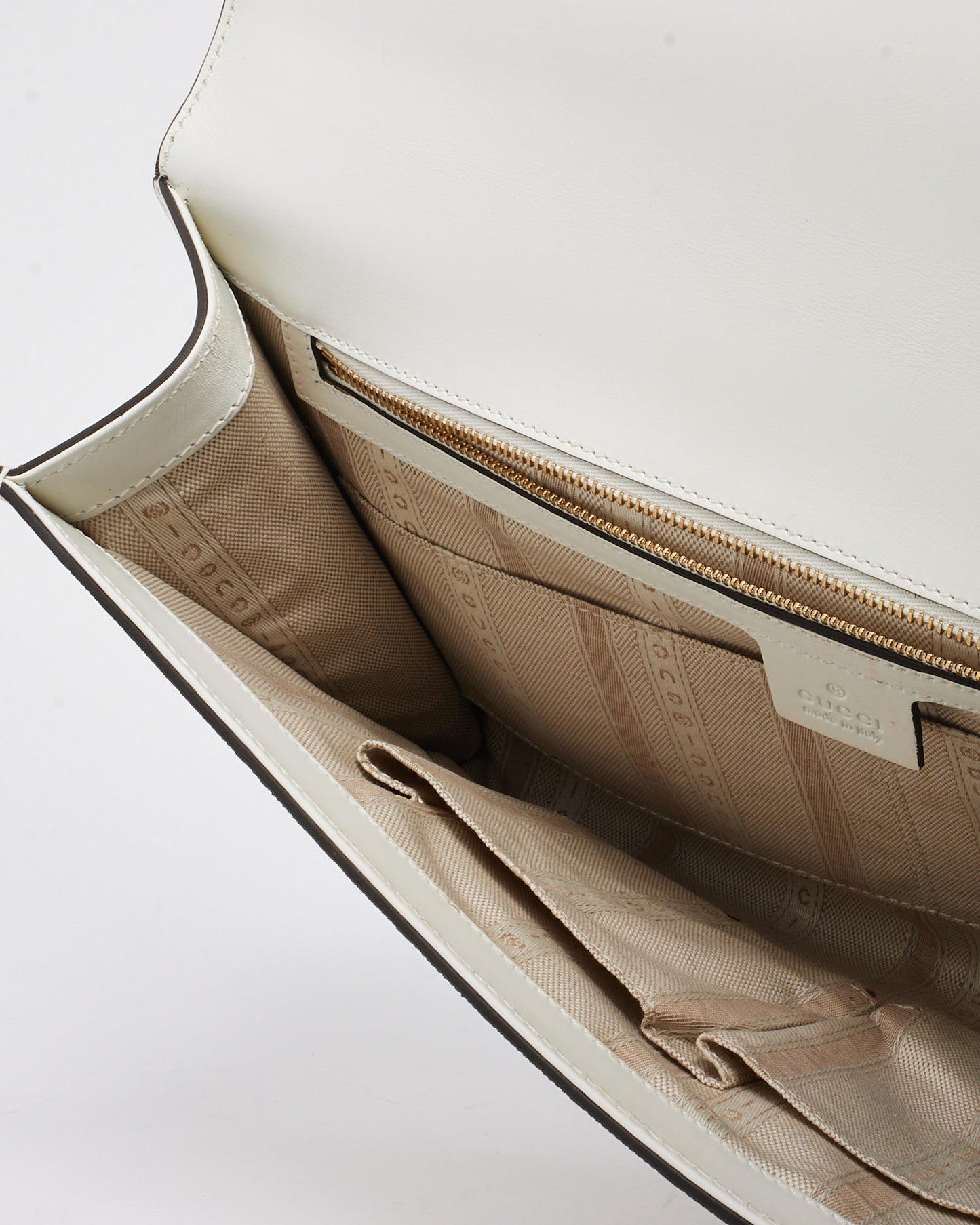 Gucci White Hilary Lux Bright Diamante Coated Canvas Clutch