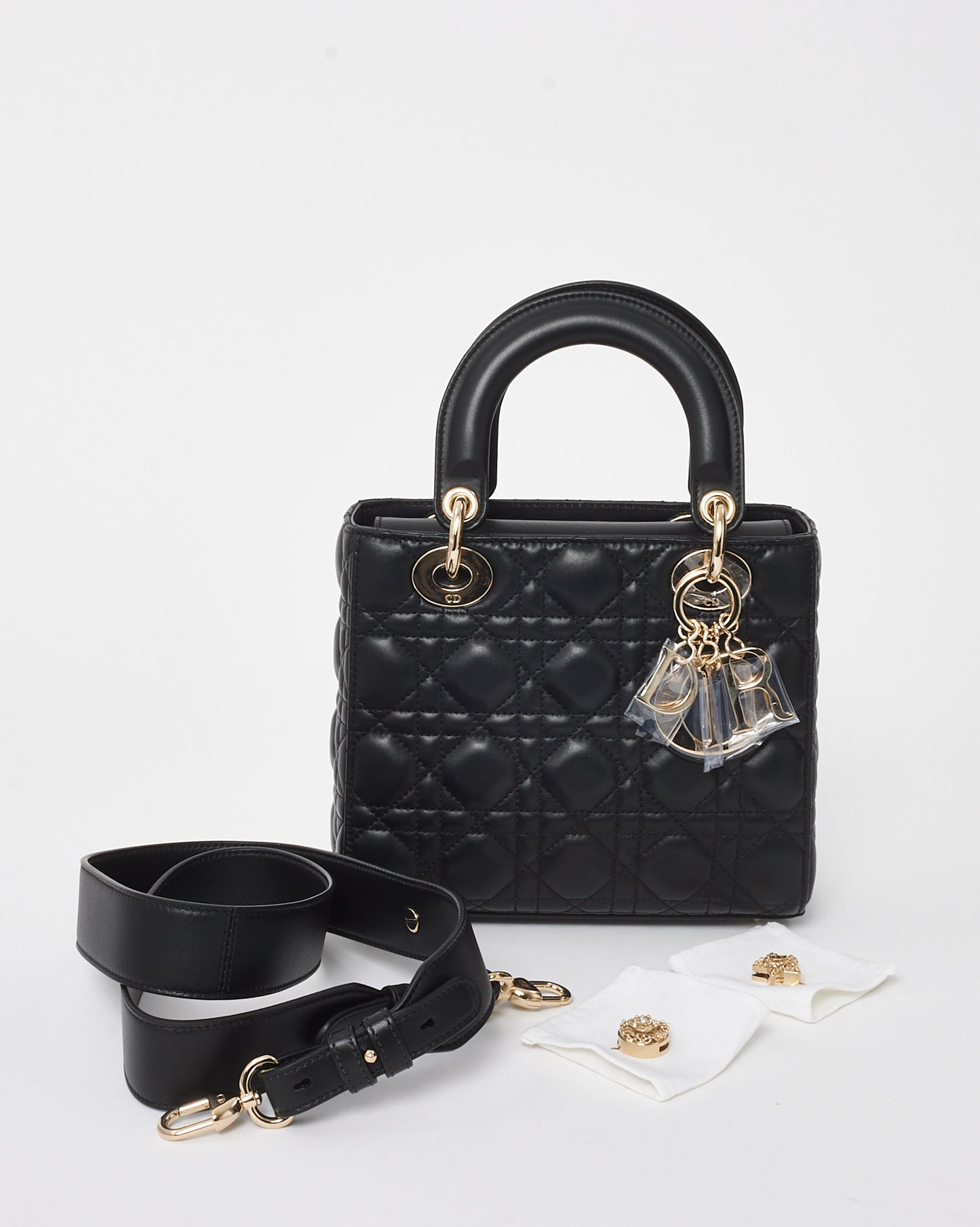 Dior Black Cannage Lambskin Leather My ABCDior Small Lady Dior Bag GHW