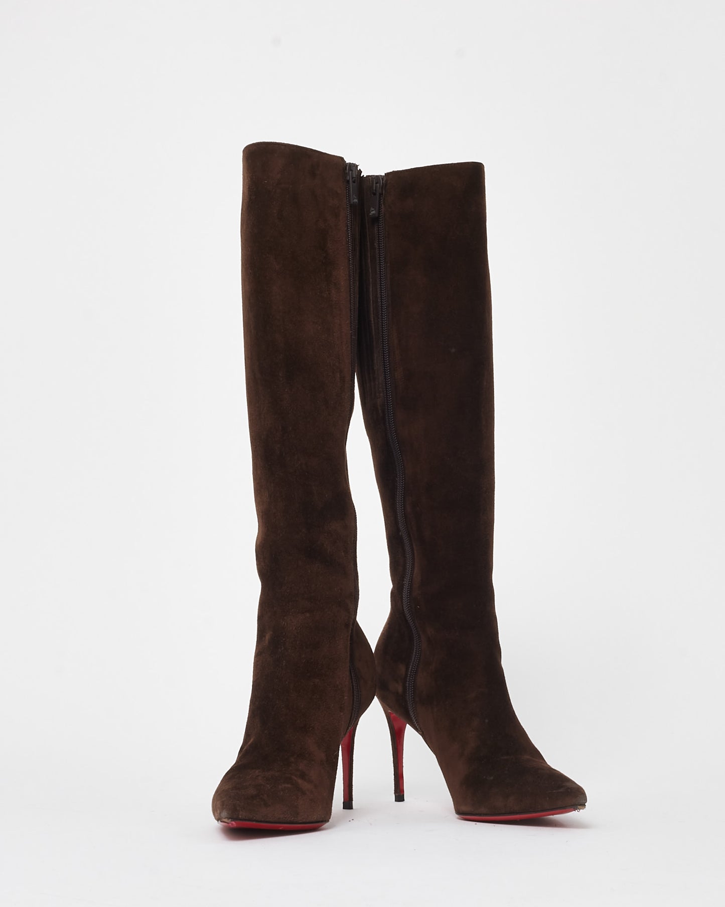 Christian Louboutin Brown Suede Kate 85mm Knee-High Boots - 36