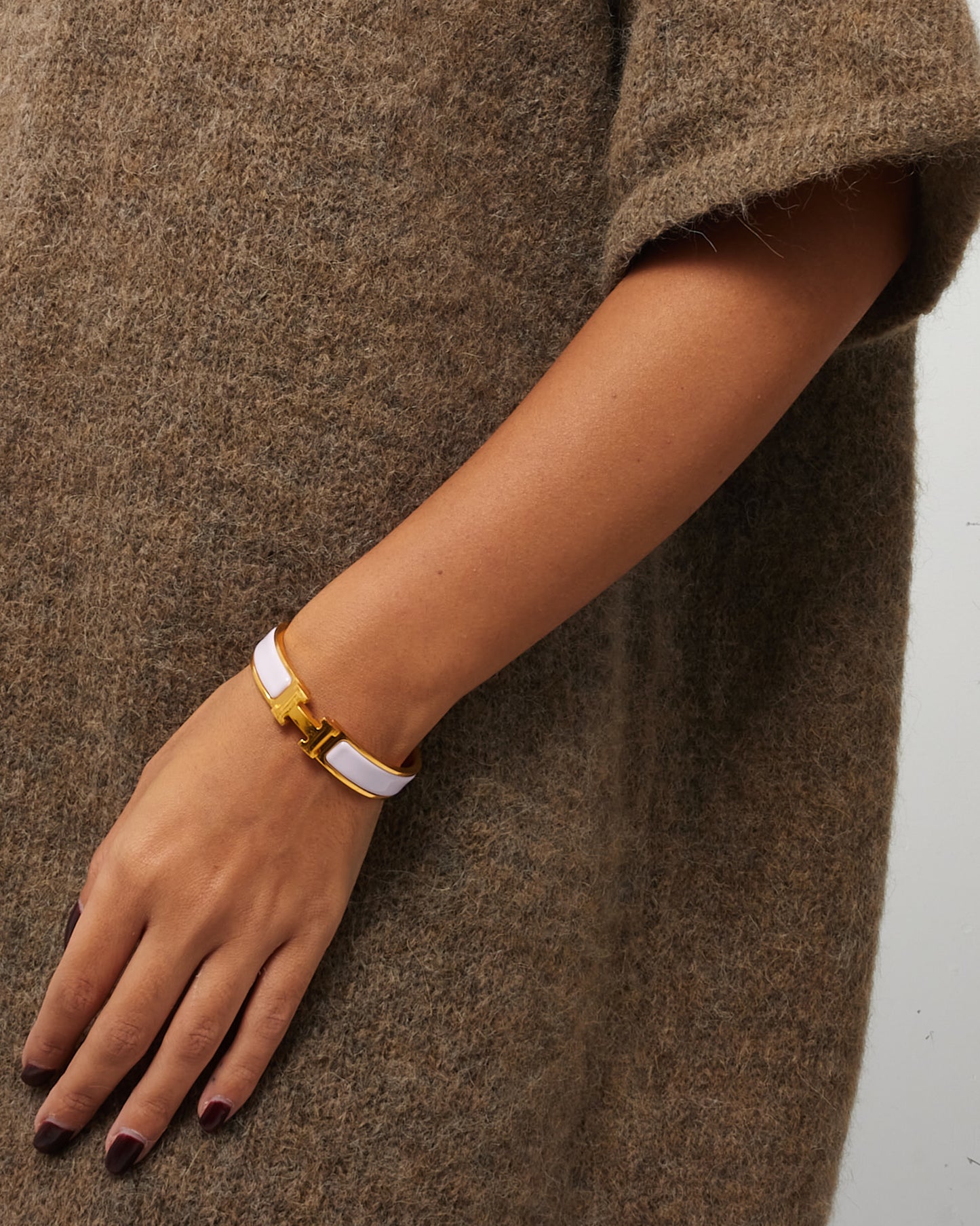 Hermès Gold and Pink Enamel H Clic Clac Bracelet - PM