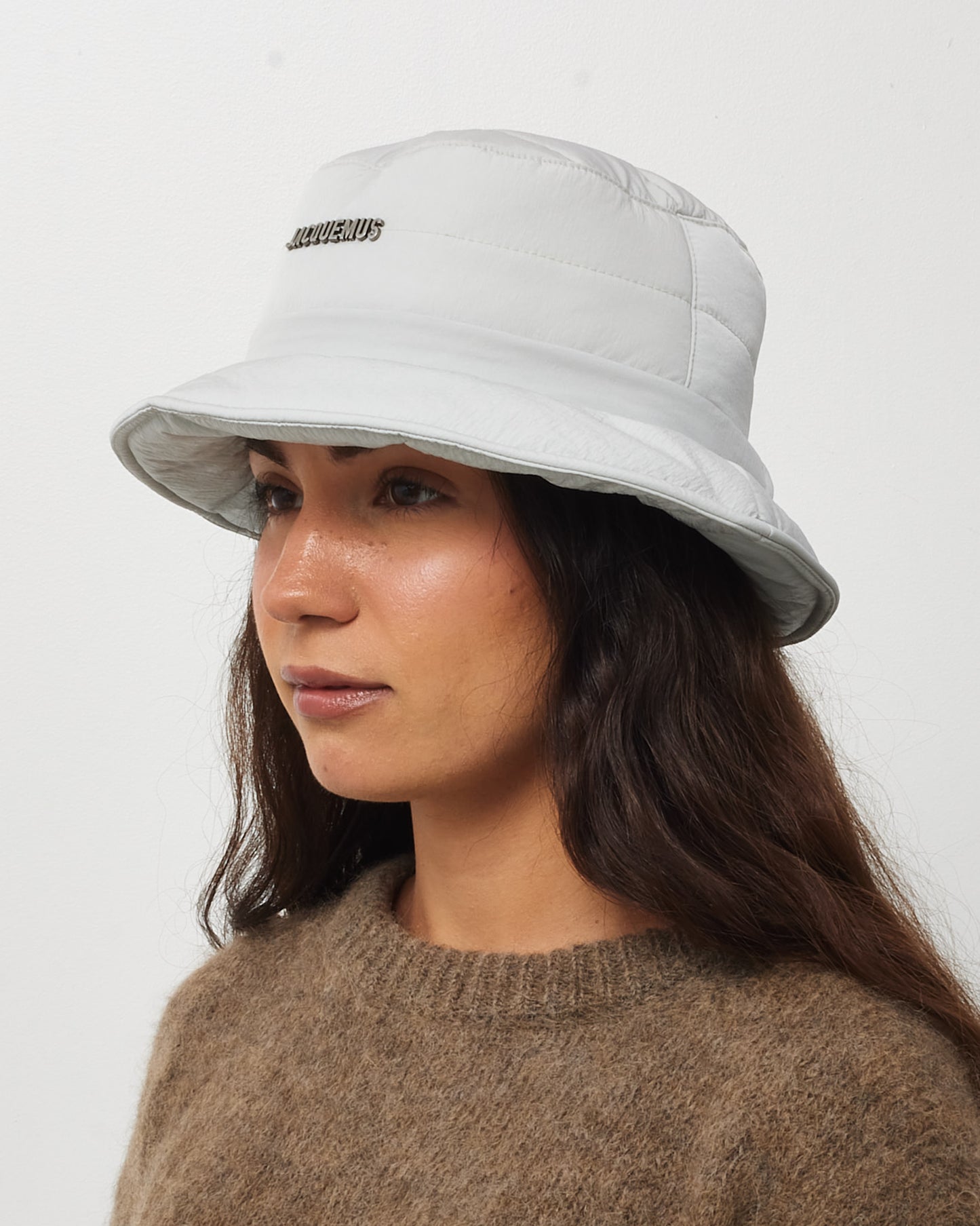 Jacquemus Light Grey Nylon Logo Le Bob Doudoune Bucket Hat