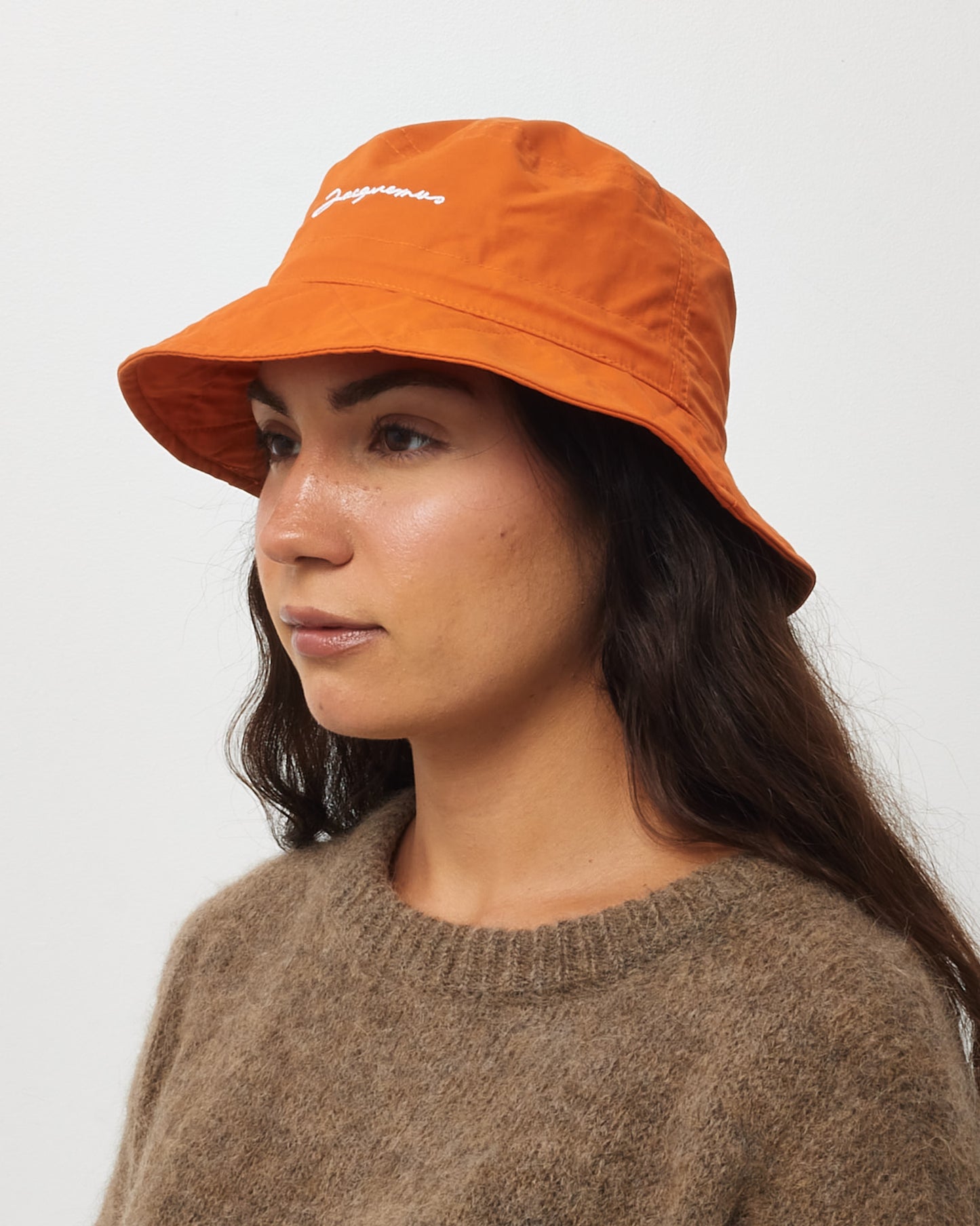 Jacquemus Orange Canvas Logo Le Bob Picchu Bucket Hat - 56/S