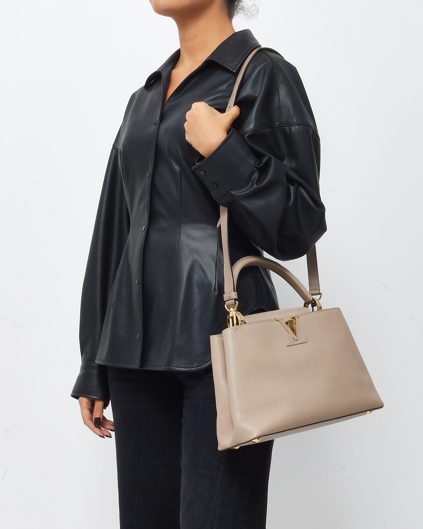 Louis Vuitton Beige Taurillon Leather Capucines MM Bag