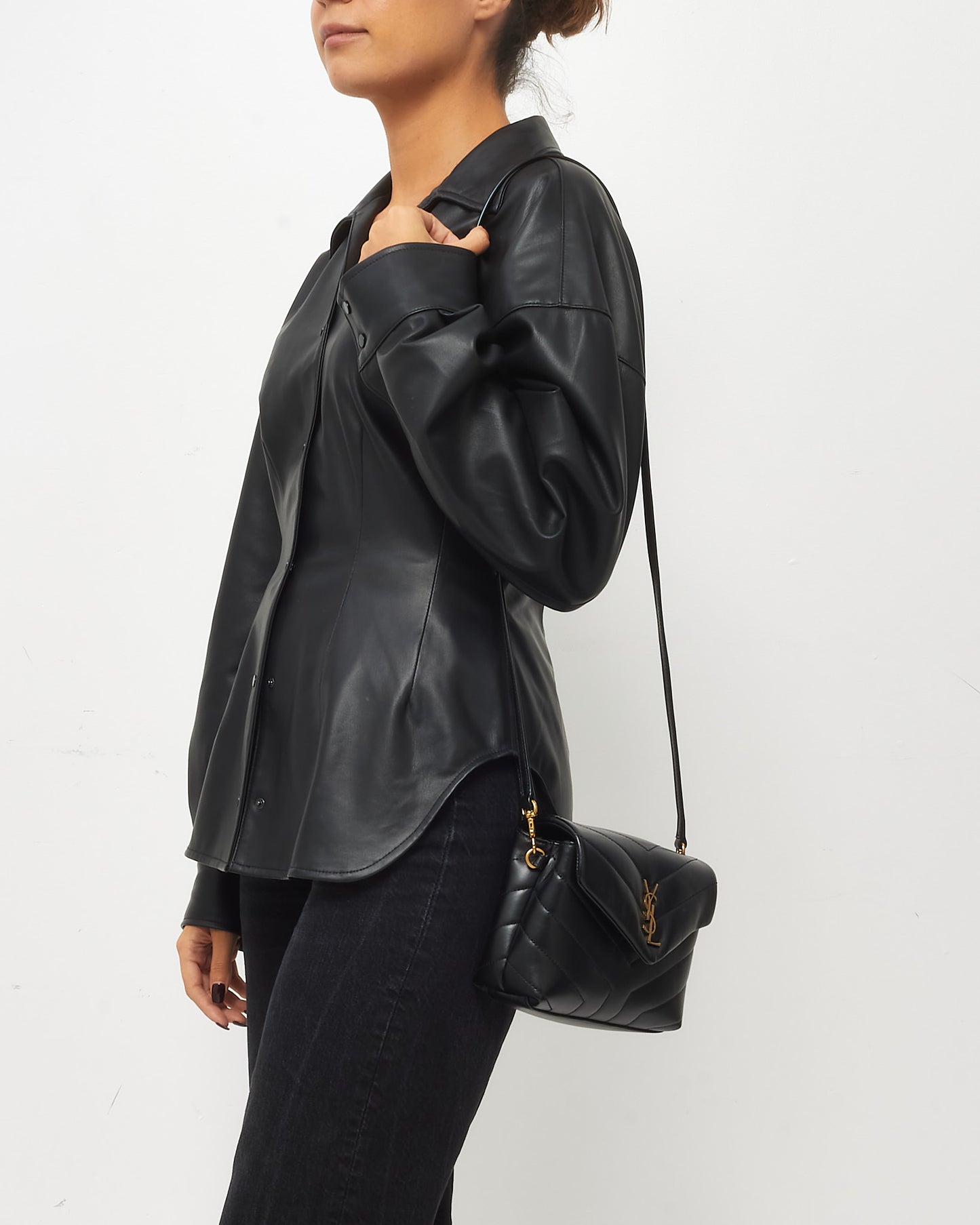 Saint Laurent Black Leather Toy LouLou Crossbody Bag GHW