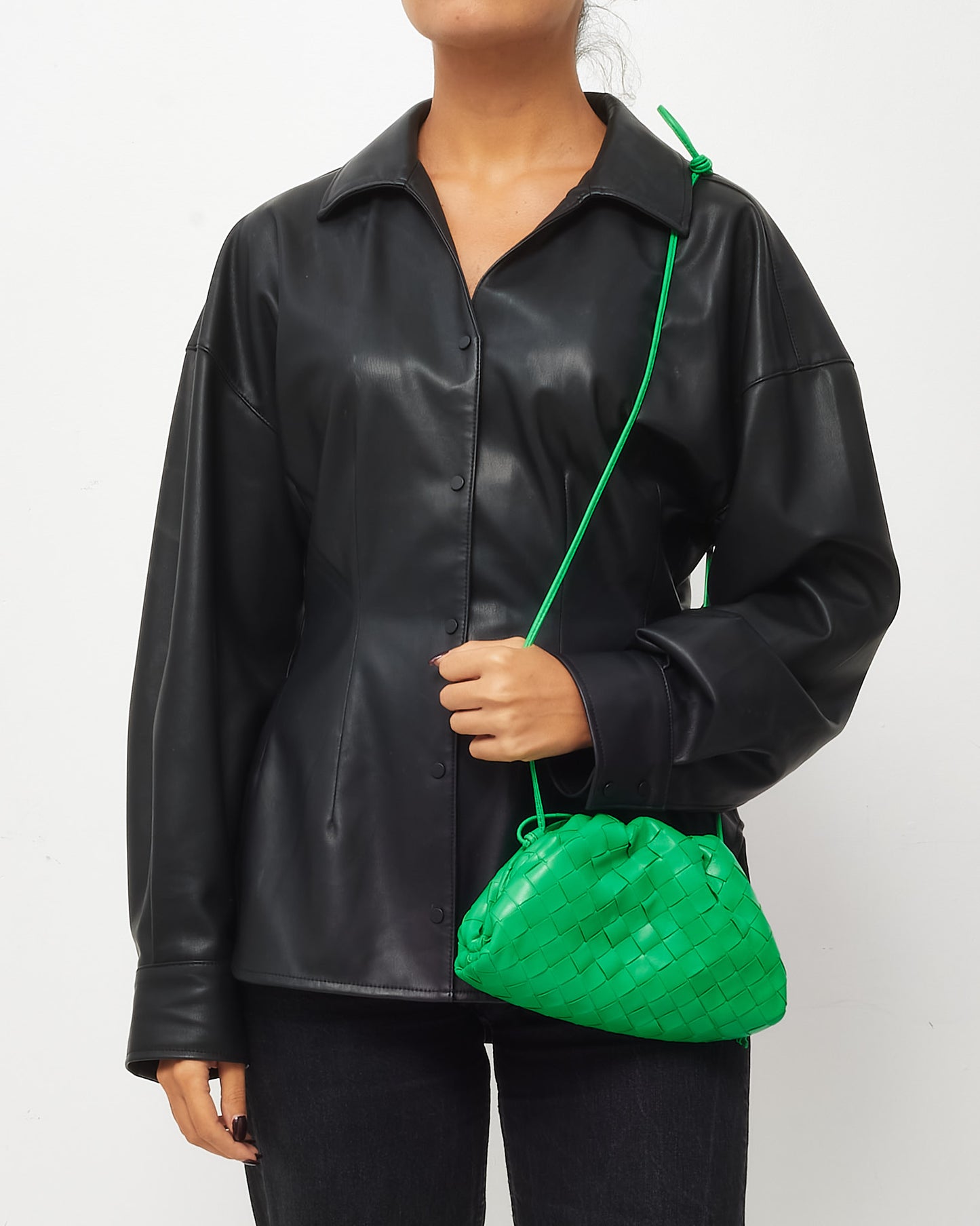 Bottega Veneta Parakeet Green Intrecciato Leather Mini Pouch