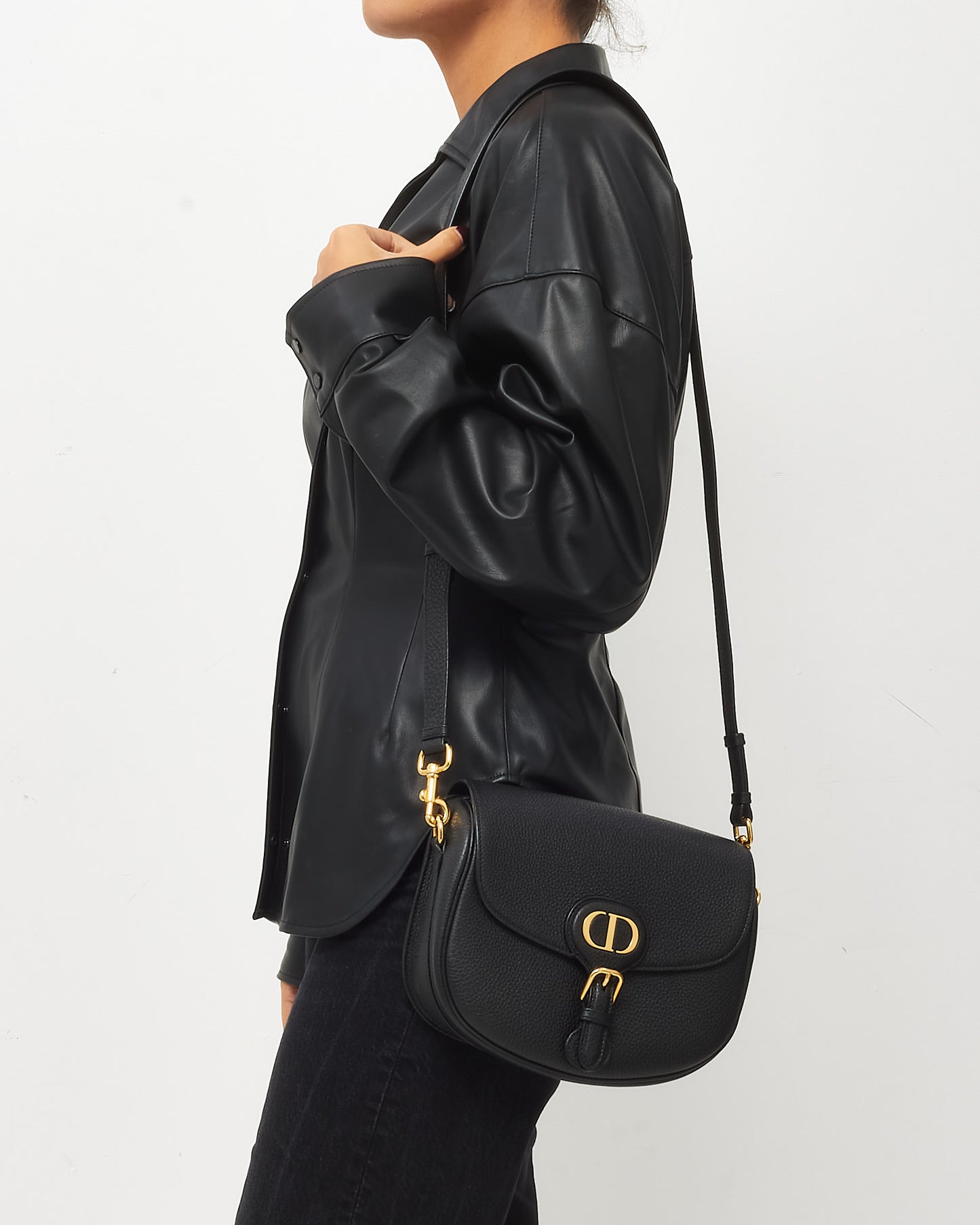 Dior Black Grained Leather Medium Bobby Bag