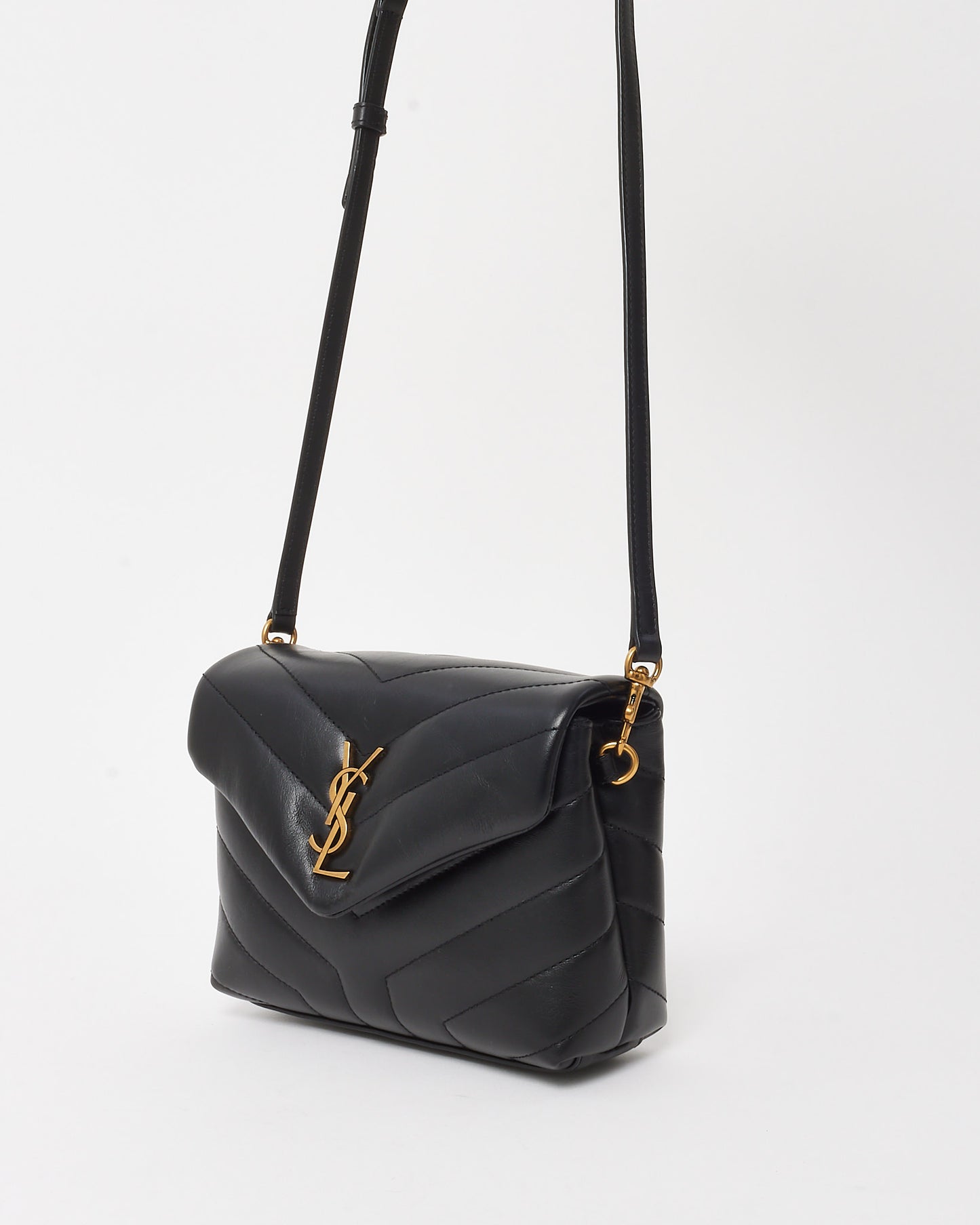 Saint Laurent Black Leather Toy LouLou Crossbody Bag GHW