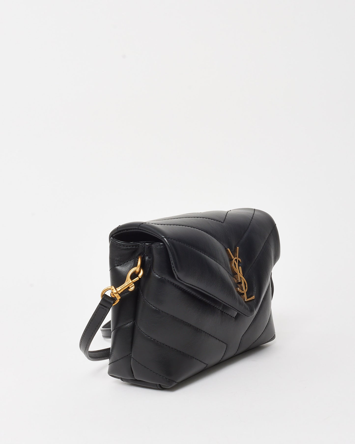 Saint Laurent Black Leather Toy LouLou Crossbody Bag GHW