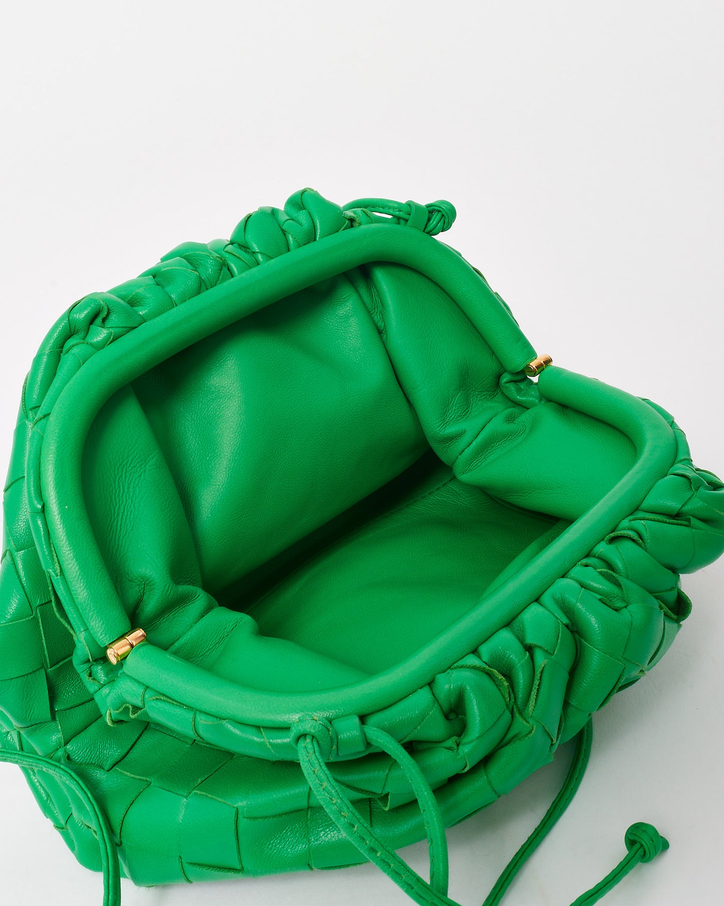 Bottega Veneta Parakeet Green Intrecciato Leather Mini Pouch