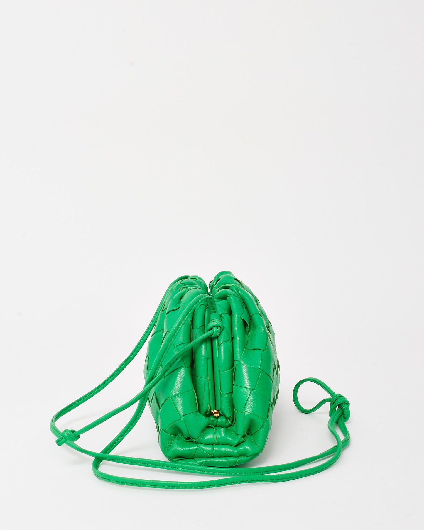 Bottega Veneta Parakeet Green Intrecciato Leather Mini Pouch