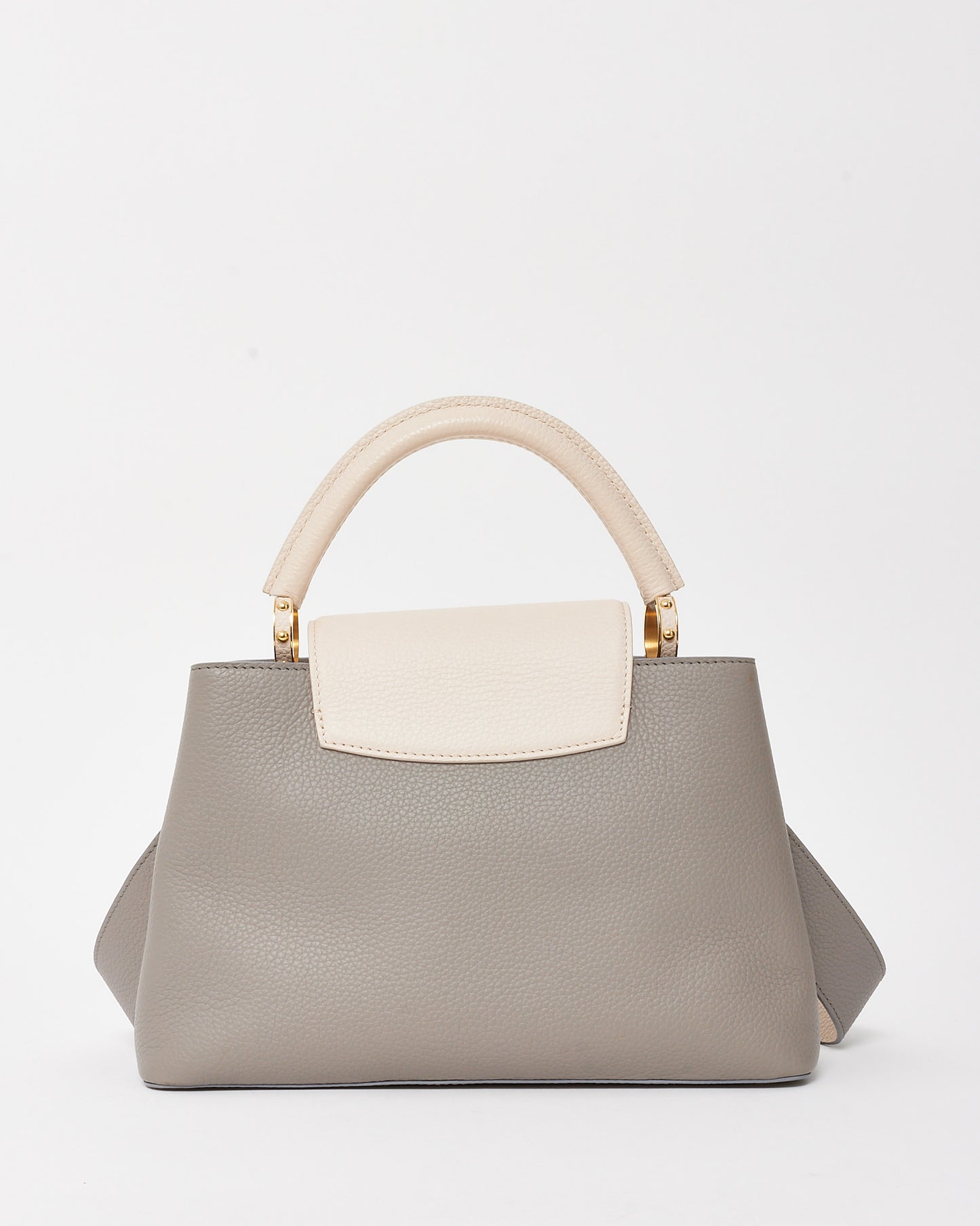 Louis Vuitton Grey with White Taurillon Leather Capucines MM Bag