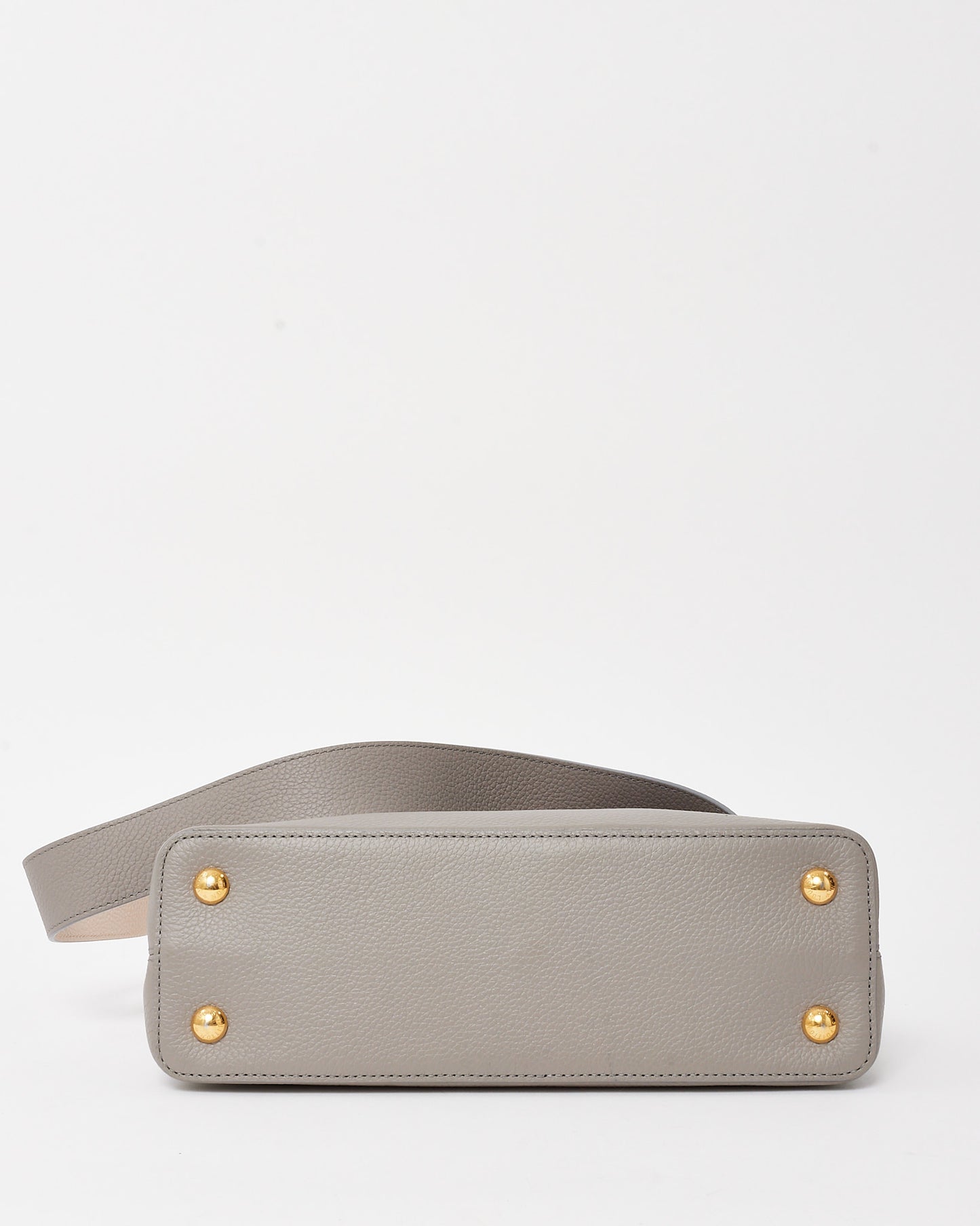 Louis Vuitton Grey with White Taurillon Leather Capucines MM Bag