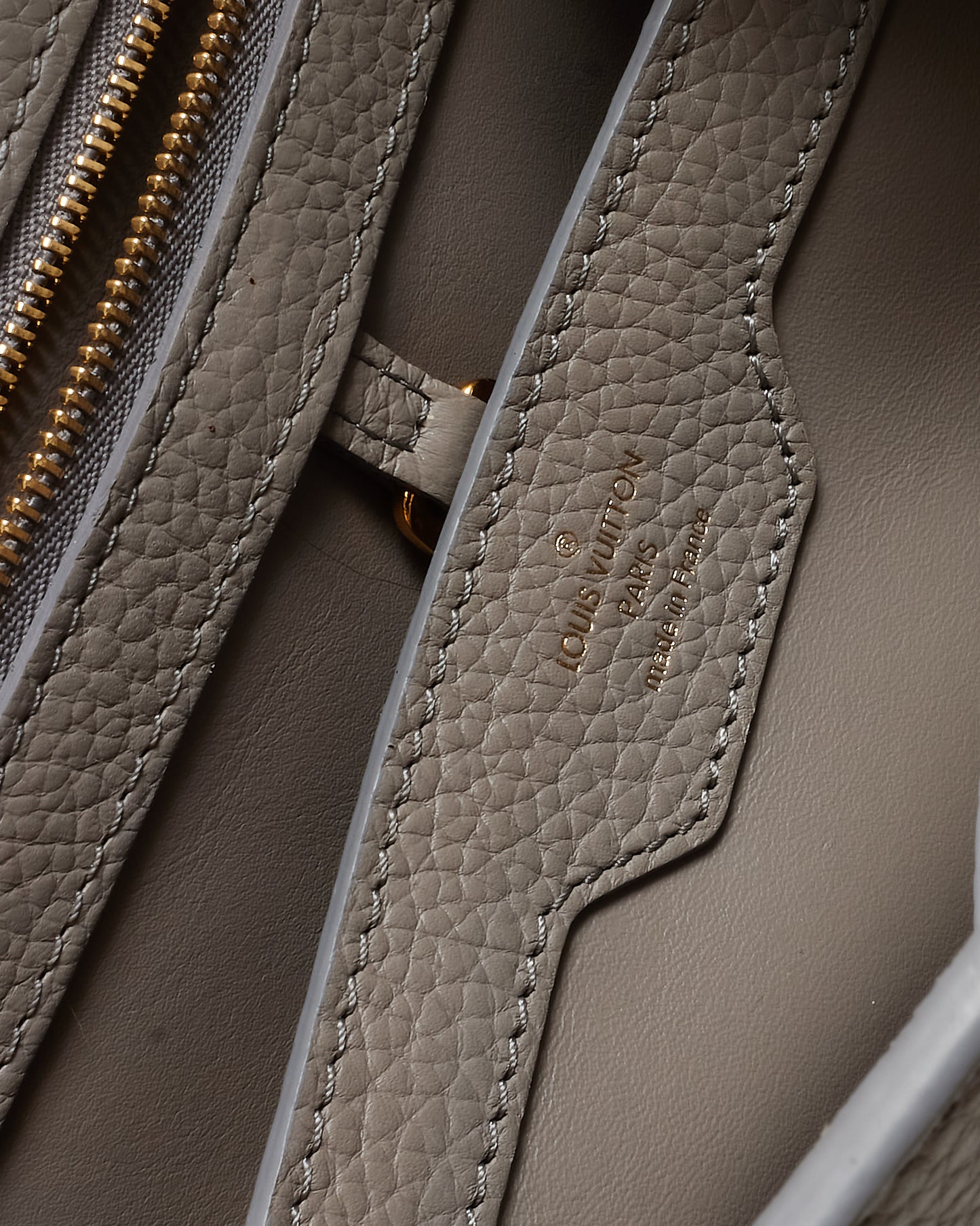 Louis Vuitton Grey with White Taurillon Leather Capucines MM Bag