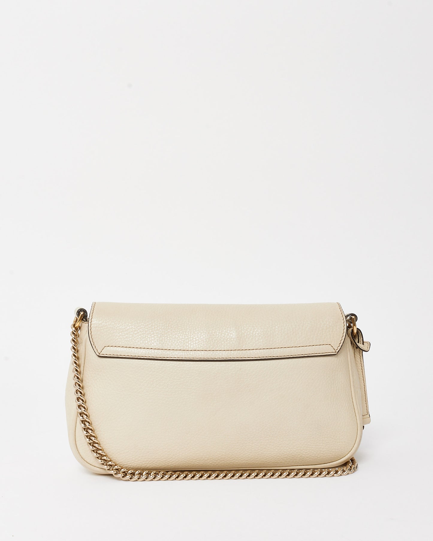 Gucci White Pebbled Calfskin Leather Medium Soho Flap Crossbody