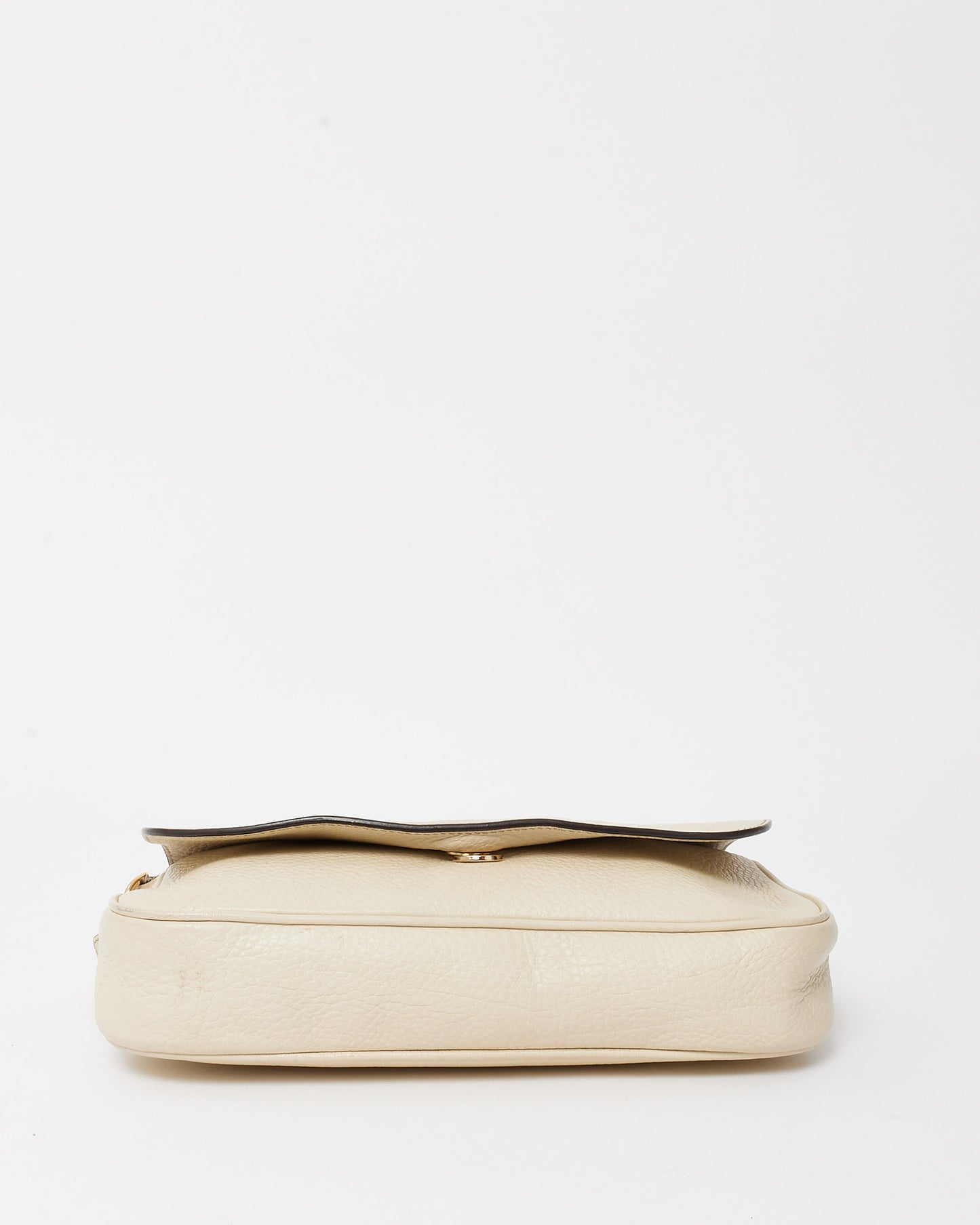 Gucci White Pebbled Calfskin Leather Medium Soho Flap Crossbody