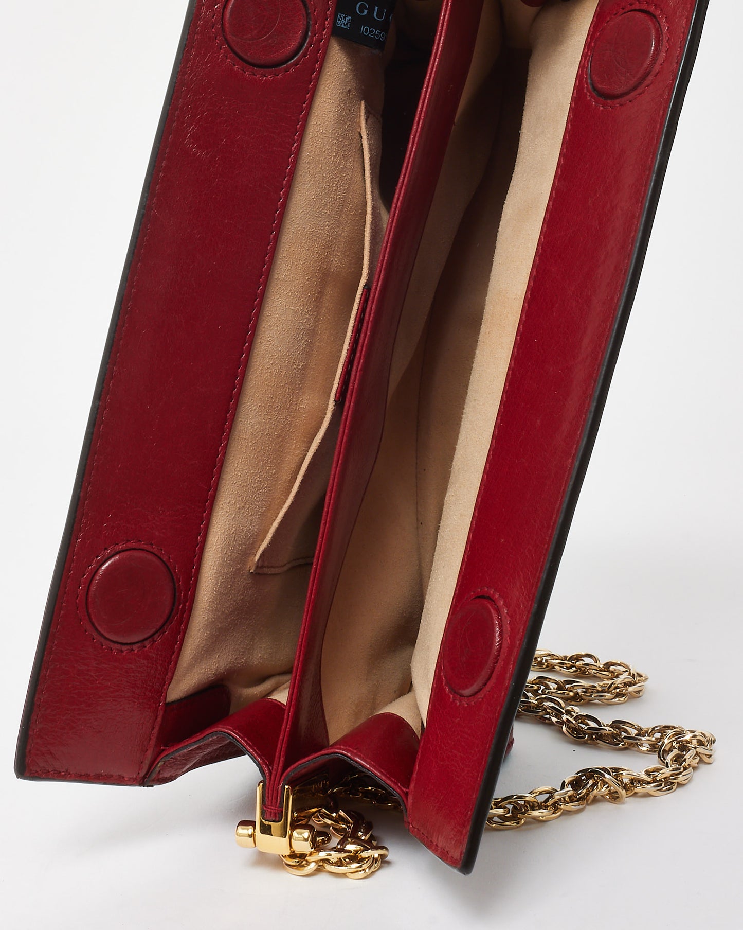 Gucci Navy Suede Red Glazed Calfskin Leather Trim Ophidia Chain Shoulder Bag