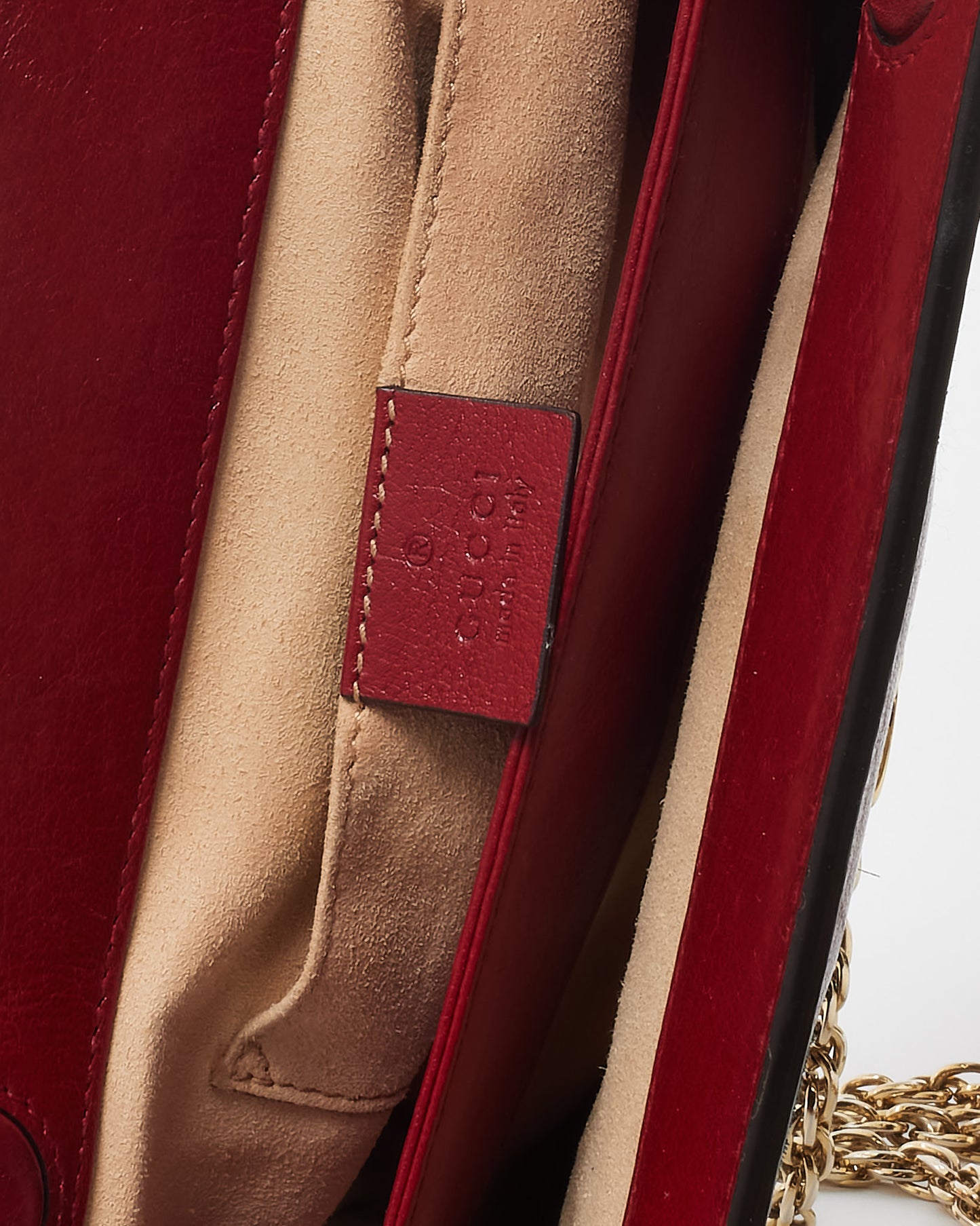 Gucci Navy Suede Red Glazed Calfskin Leather Trim Ophidia Chain Shoulder Bag