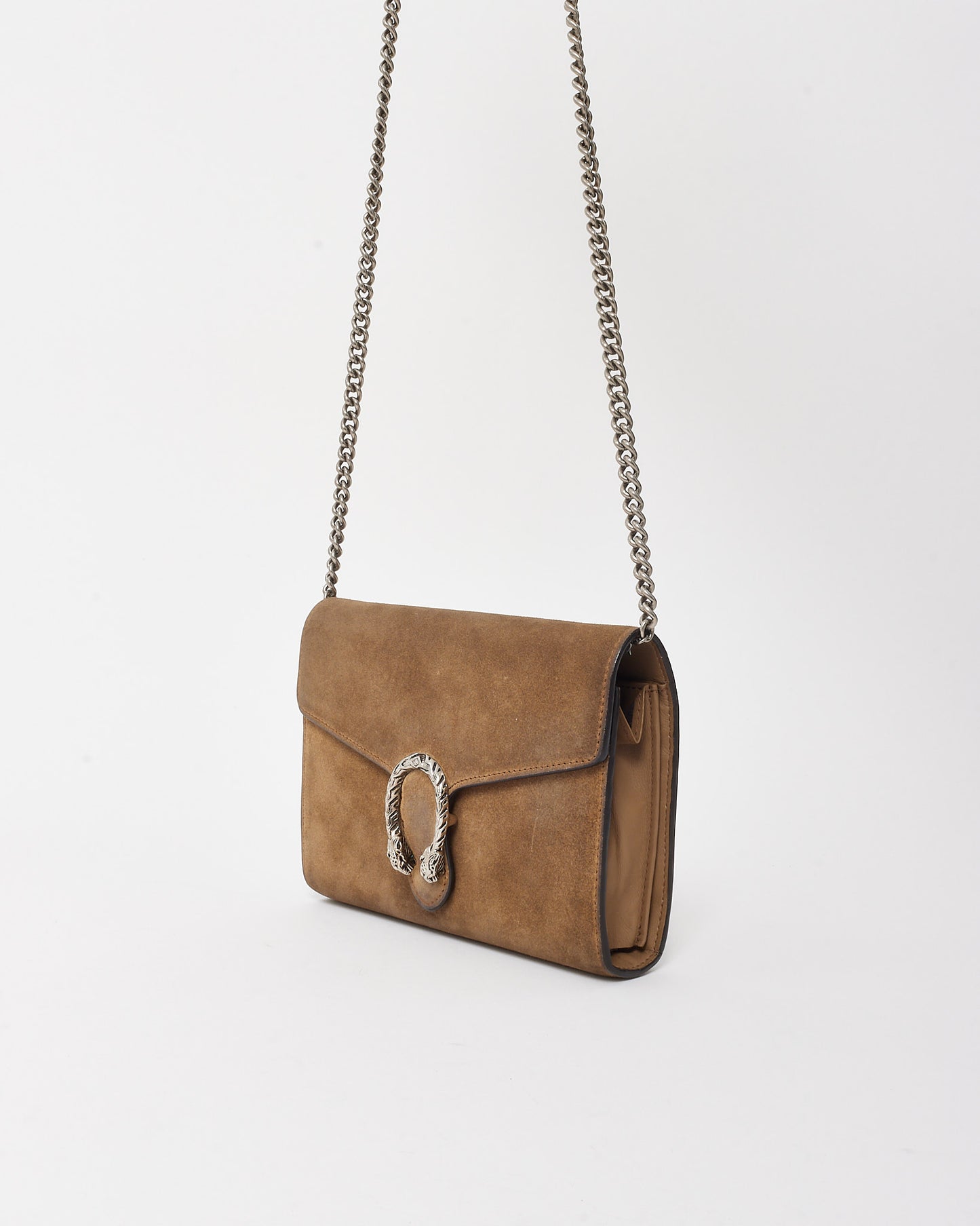 Gucci Brown Suede Dionysus WOC Wallet on Chain Crossbody Bag