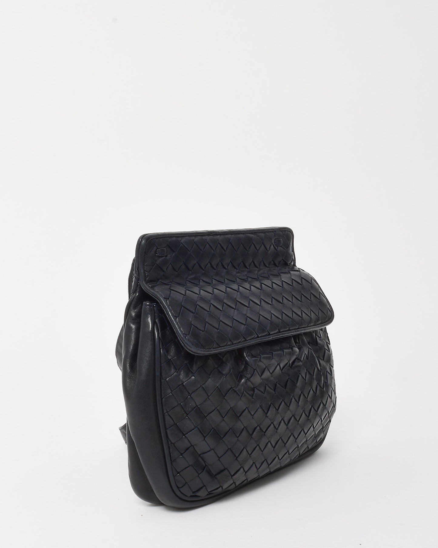 Bottega Veneta Vintage Black Intrecciato Leather Crossbody Bag