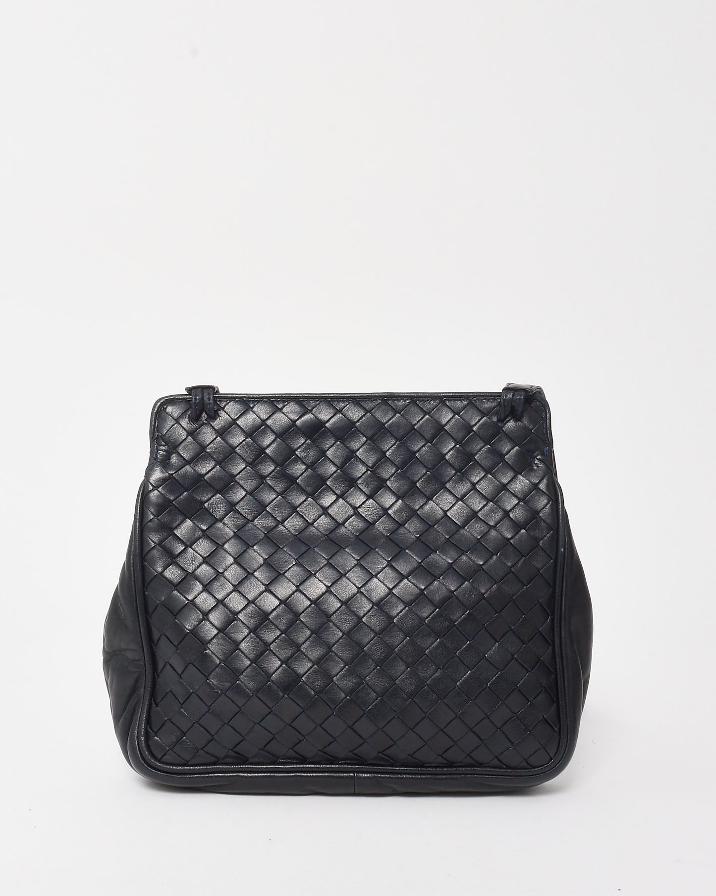 Bottega Veneta Vintage Black Intrecciato Leather Crossbody Bag