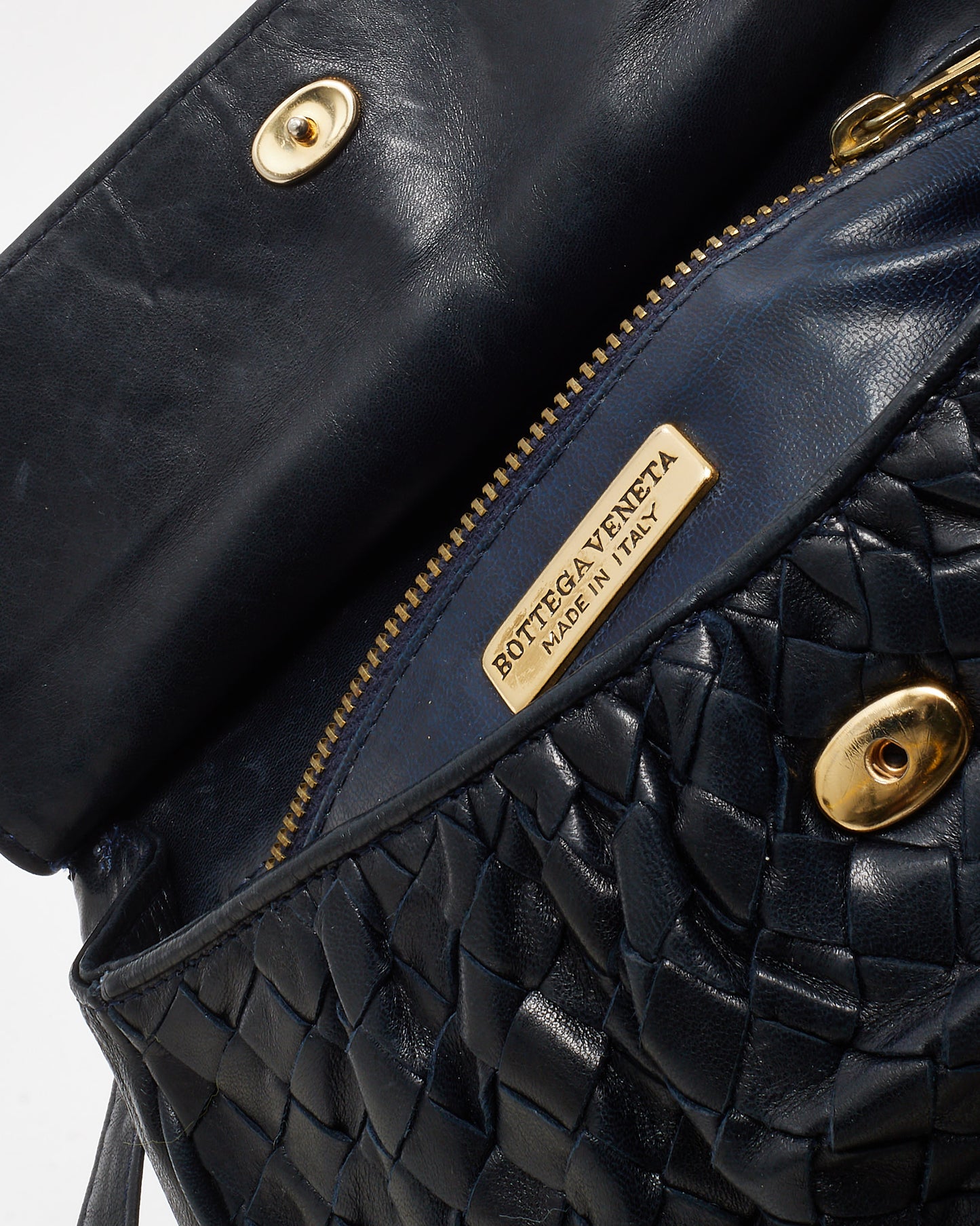 Bottega Veneta Vintage Black Intrecciato Leather Crossbody Bag