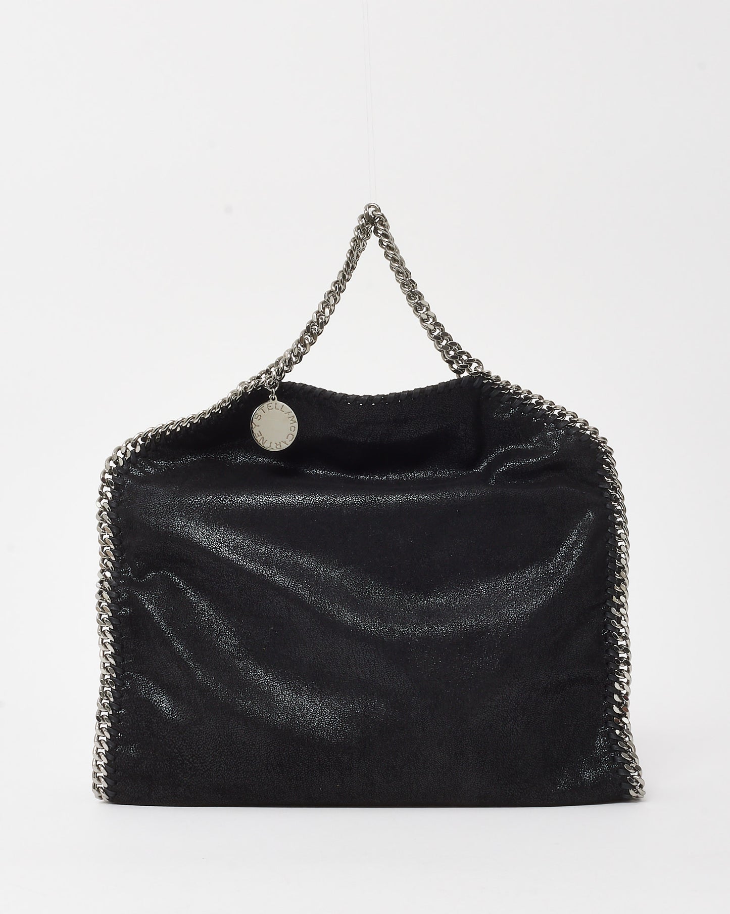 Stella McCartney Black Vegan Leather Falabella Fold Over Shoulder Bag