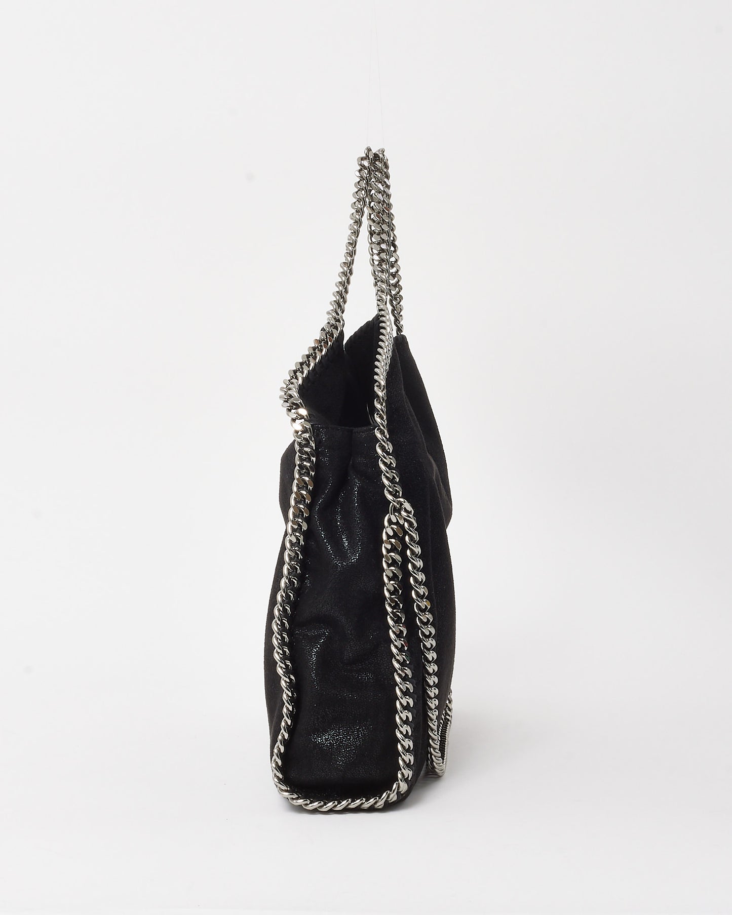 Stella McCartney Black Vegan Leather Falabella Fold Over Shoulder Bag