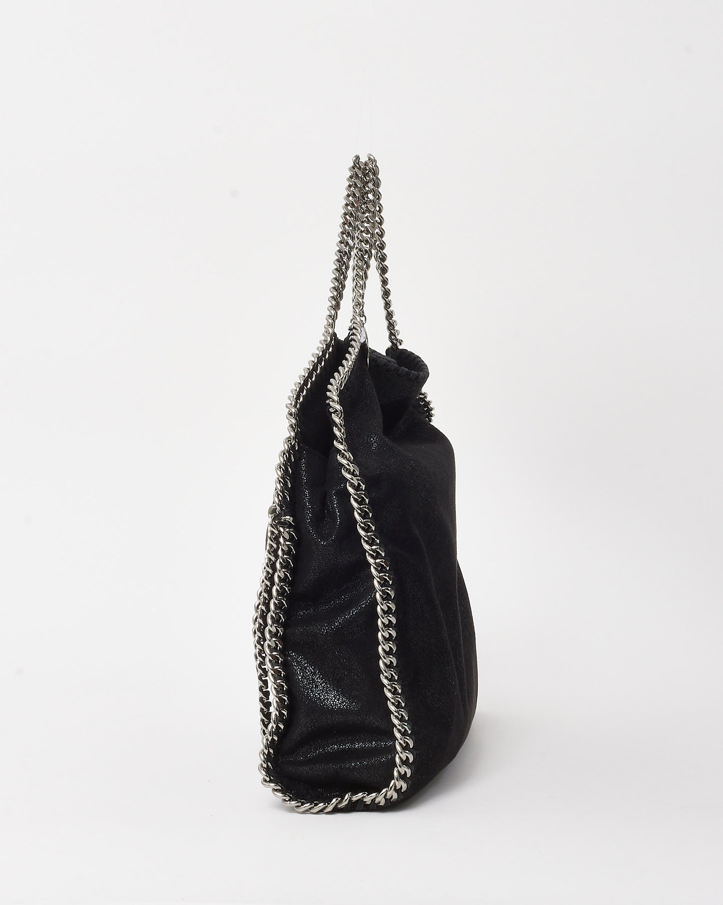 Stella McCartney Black Vegan Leather Falabella Fold Over Shoulder Bag