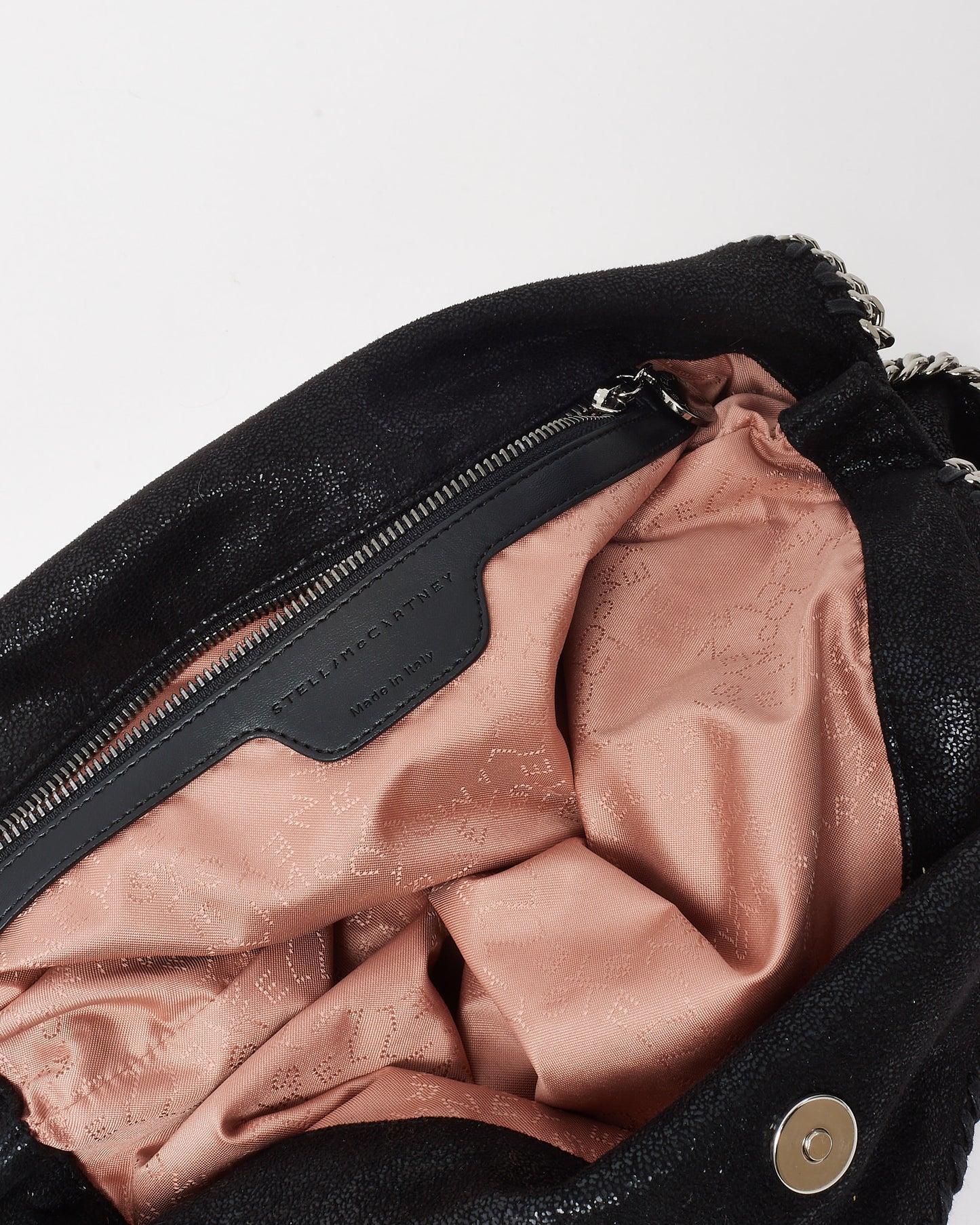 Stella McCartney Black Vegan Leather Falabella Fold Over Shoulder Bag