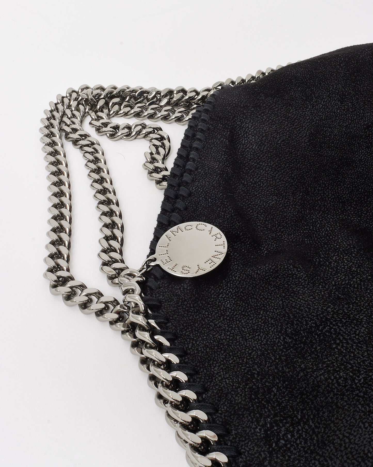 Stella McCartney Black Vegan Leather Falabella Fold Over Shoulder Bag