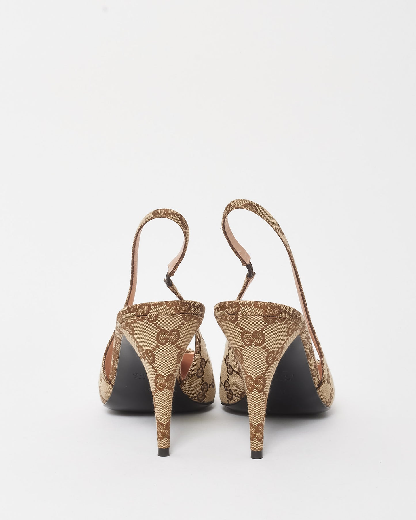 Gucci Beige and Ebony Original GG Canvas Horsebit Slingback Pumps - 41