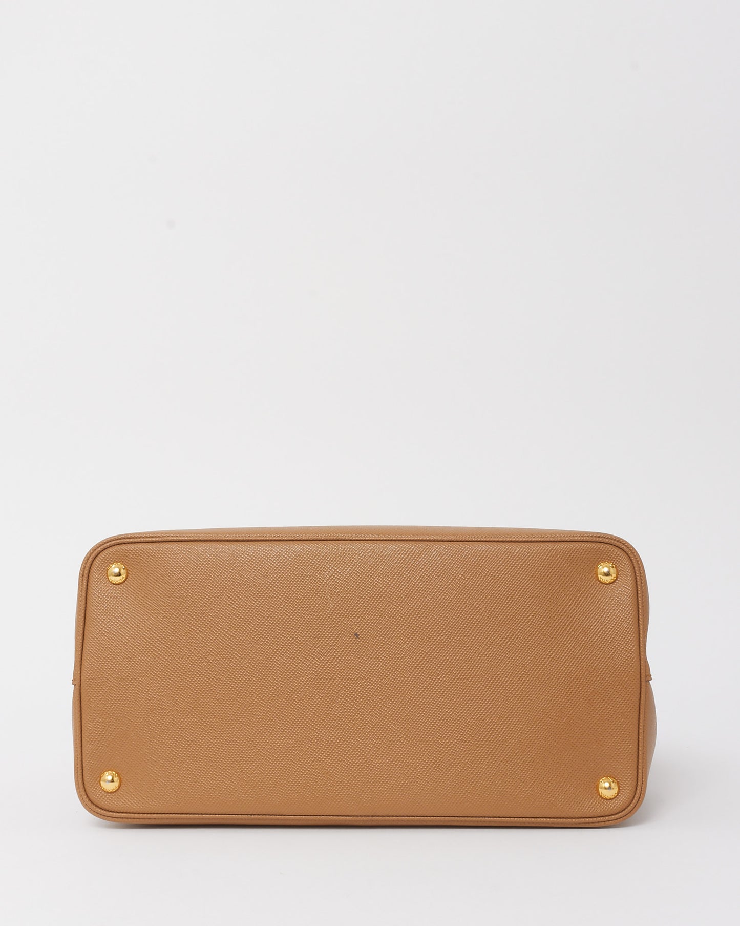 Prada Caramel Saffiano Leather With Red Interior Medium Double Tote