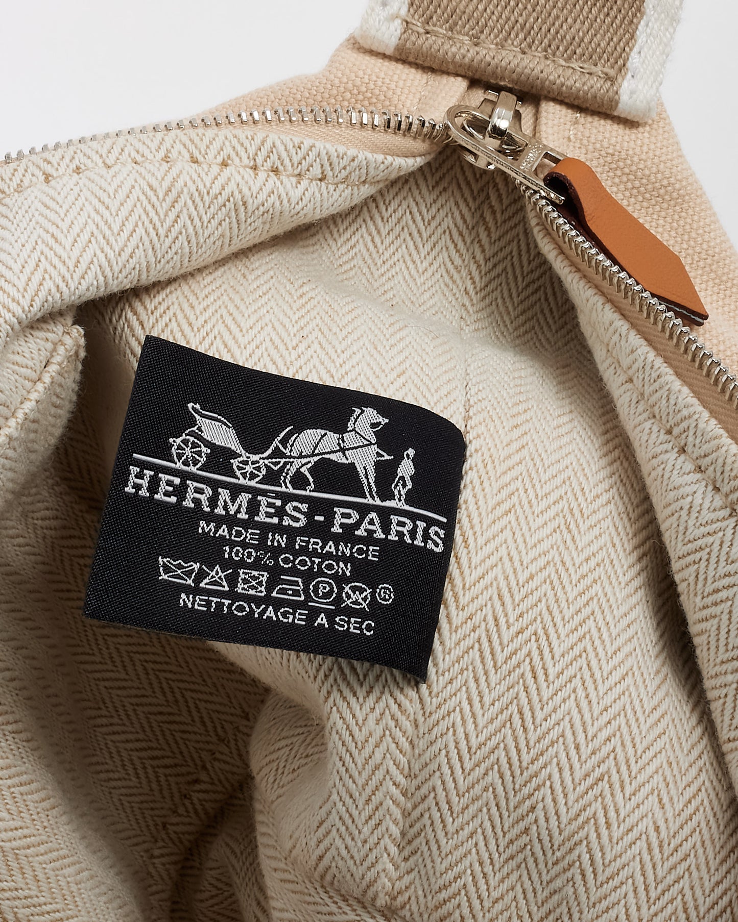 Hermès White Neutral Toile Canvas Small Bride À Brac Bag PM