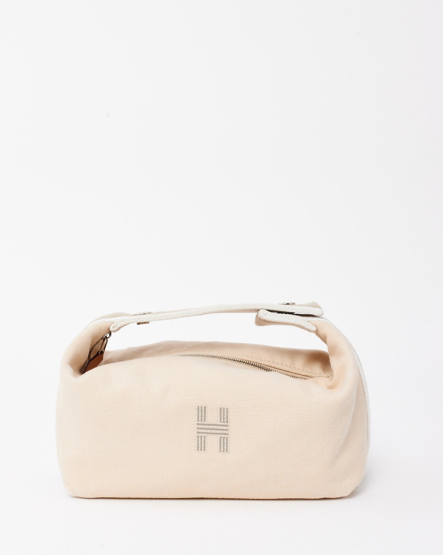 Hermès White Neutral Toile Canvas Small Bride À Brac Bag PM
