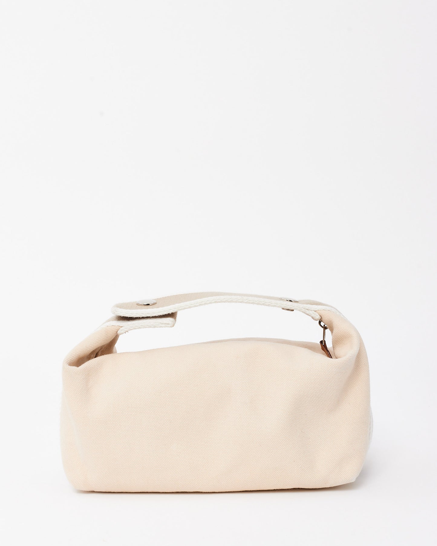 Hermès White Neutral Toile Canvas Small Bride À Brac Bag PM