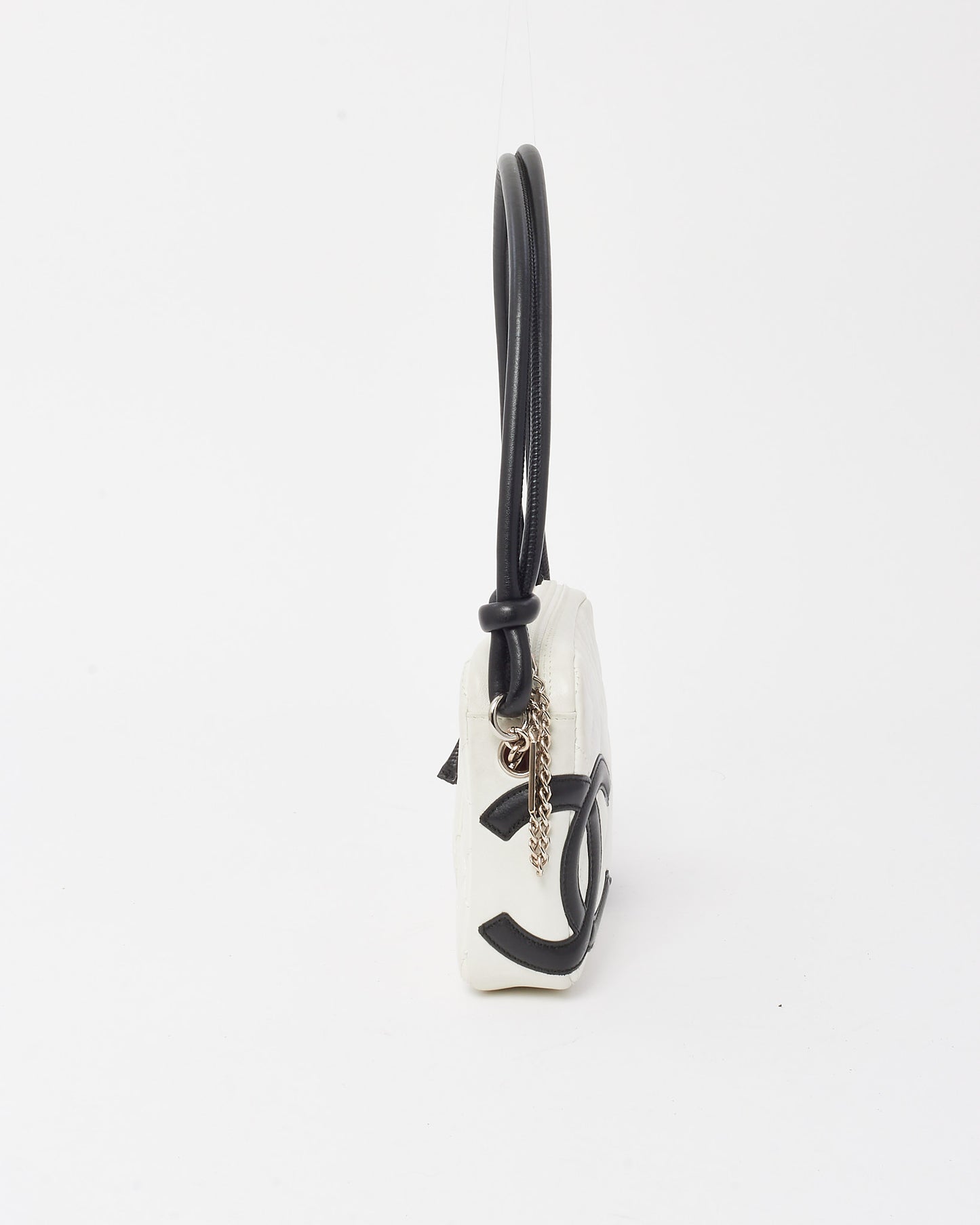 Chanel White Lambskin Leather Black CC Logo Cambon Pochette Shoulder Bag