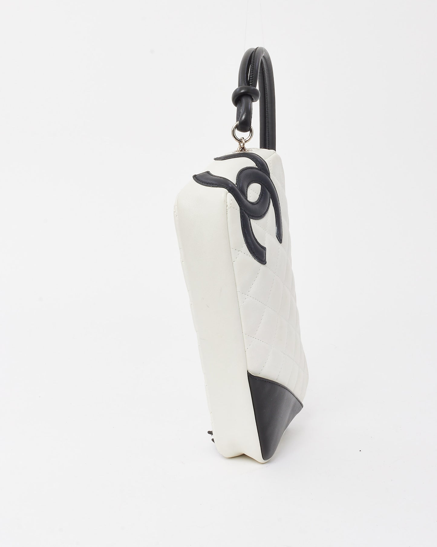 Chanel White Lambskin Leather Black CC Logo Cambon Pochette Shoulder Bag