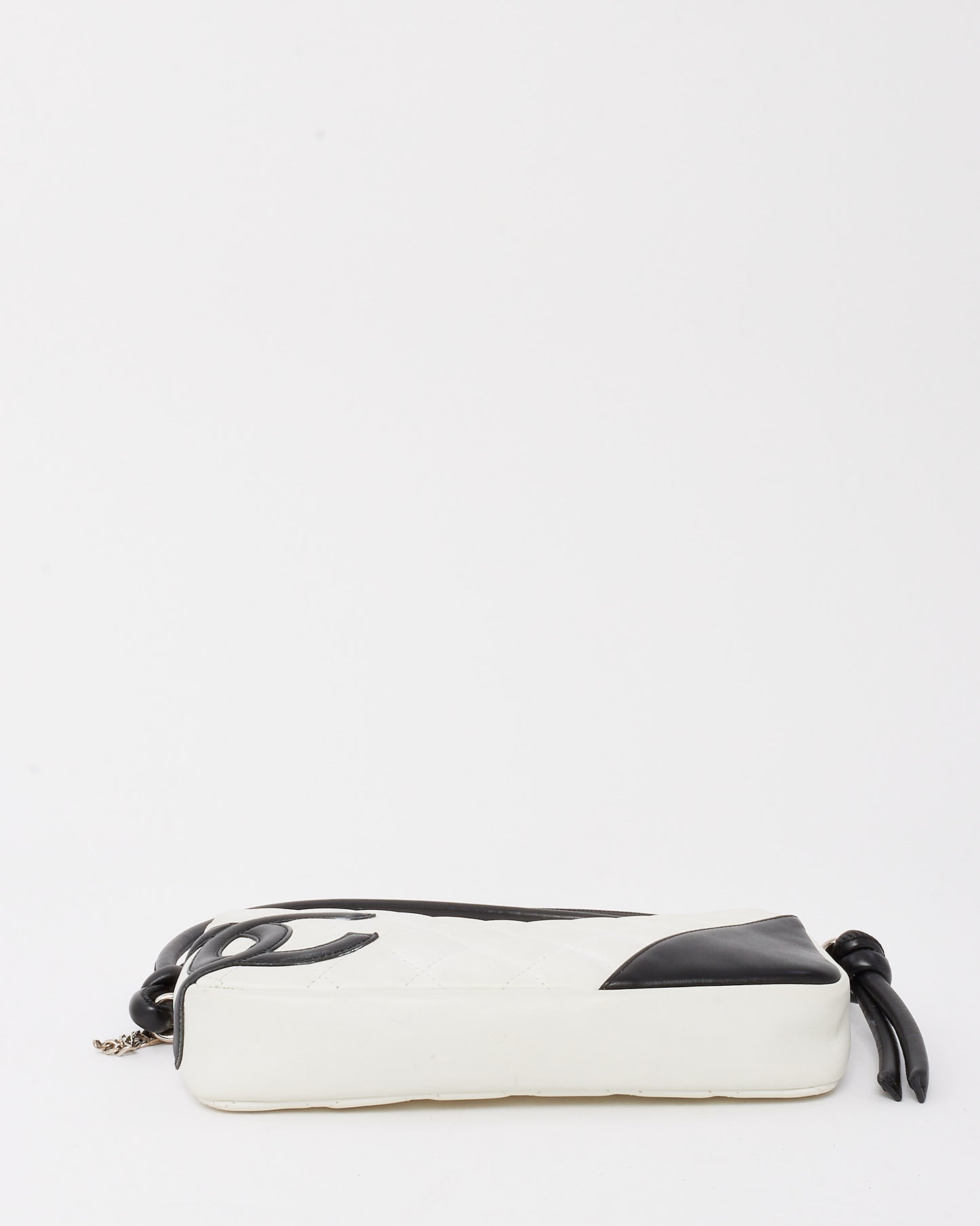 Chanel White Lambskin Leather Black CC Logo Cambon Pochette Shoulder Bag