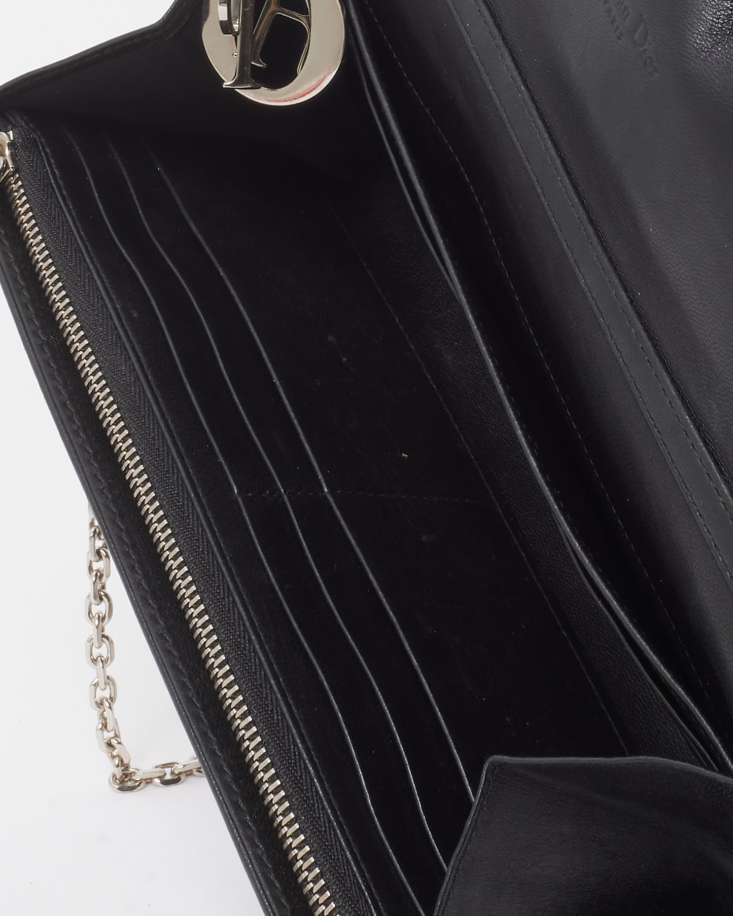 Dior Black Cannage Leather Lady Dior Pouch WOC Crossbody Bag SHW