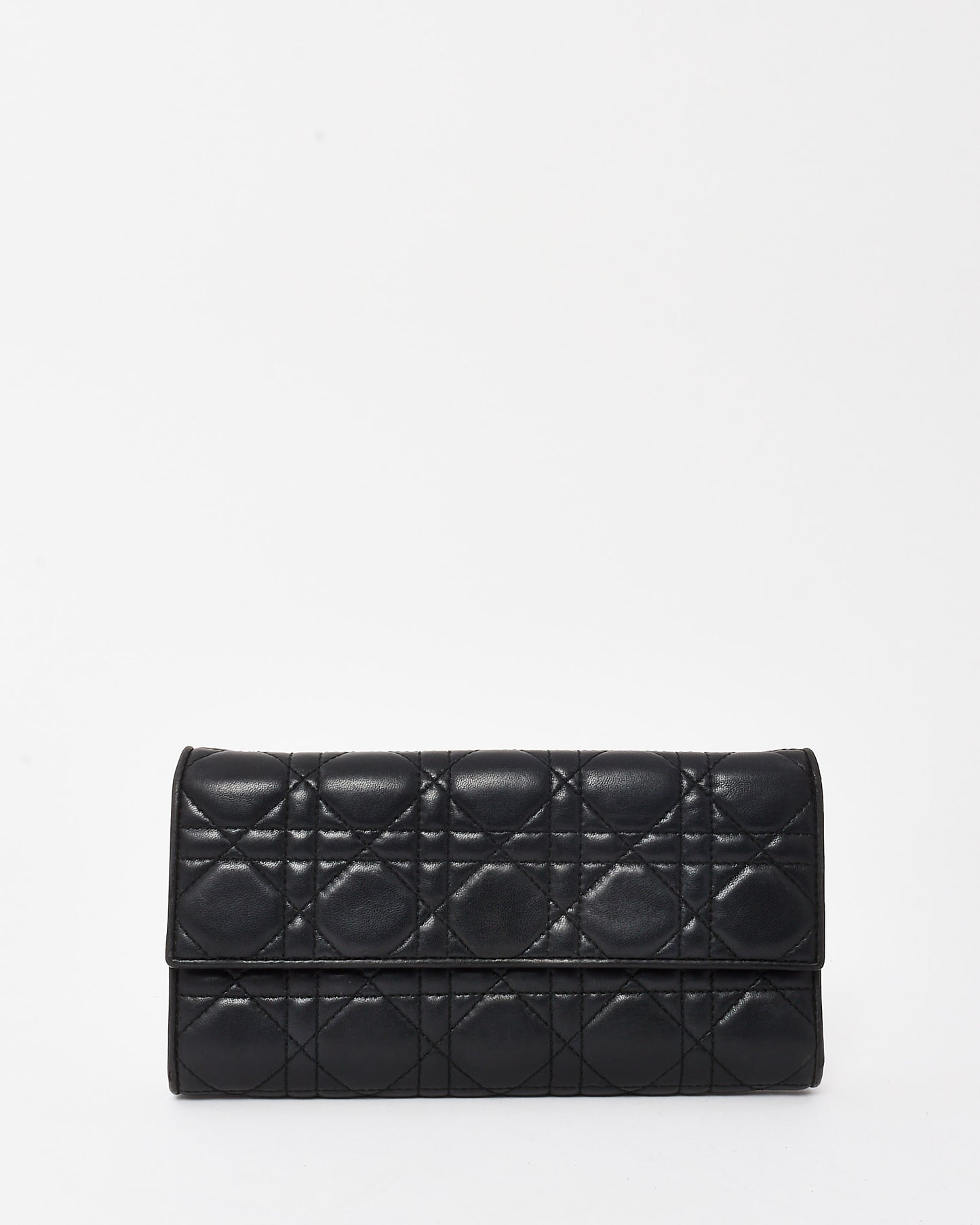 Dior Black Cannage Leather Lady Dior Pouch WOC Crossbody Bag SHW