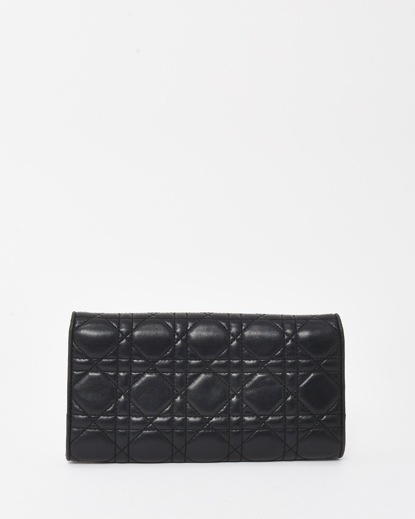 Dior Black Cannage Leather Lady Dior Pouch WOC Crossbody Bag SHW