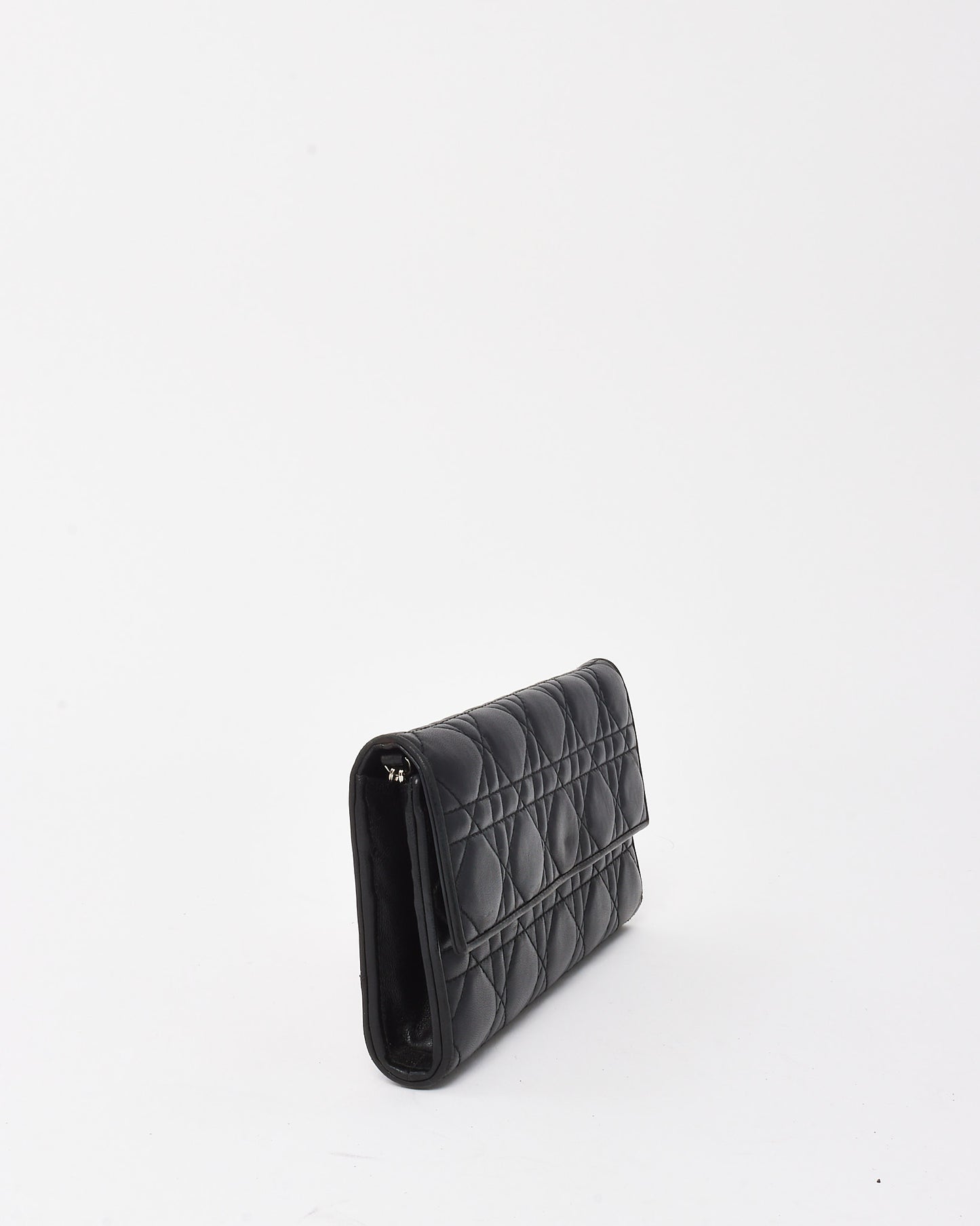 Dior Black Cannage Leather Lady Dior Pouch WOC Crossbody Bag SHW